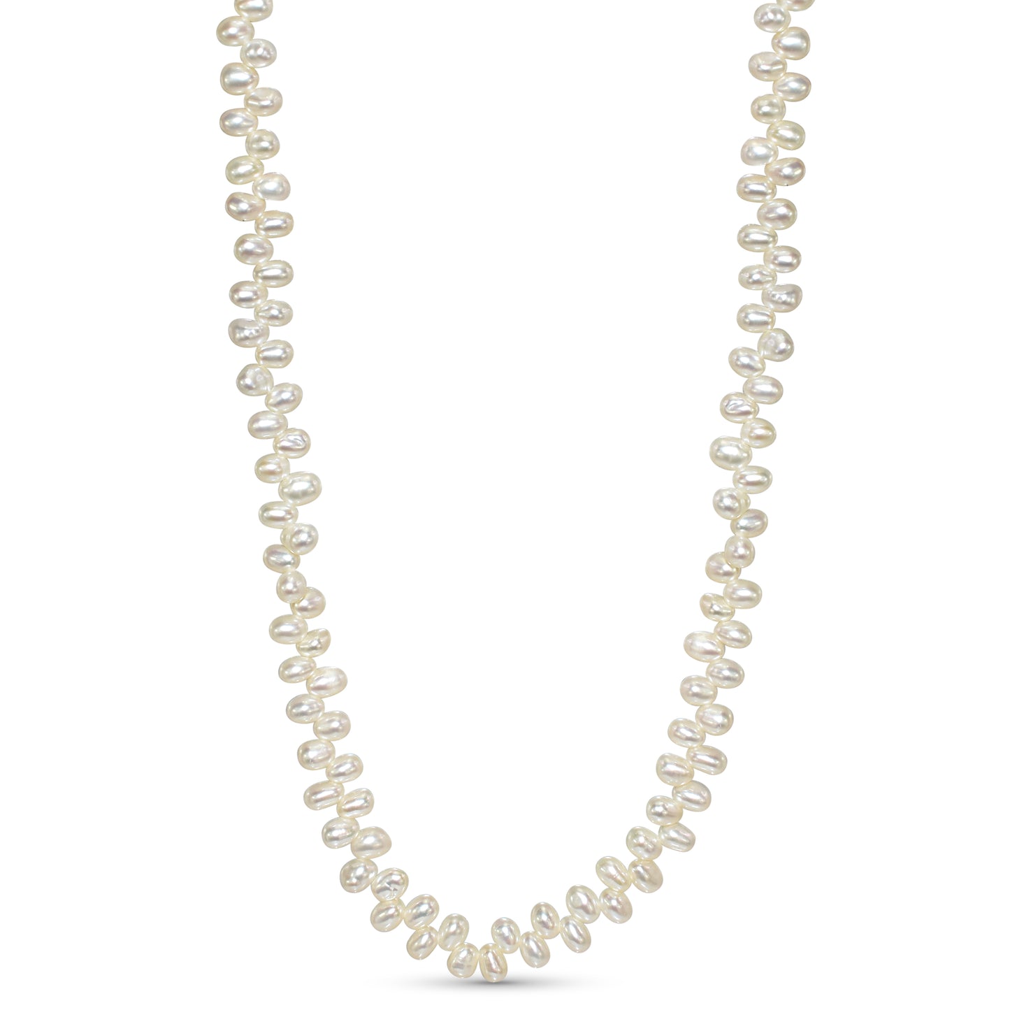 14k White Rice Pearl Side Drilled Necklace