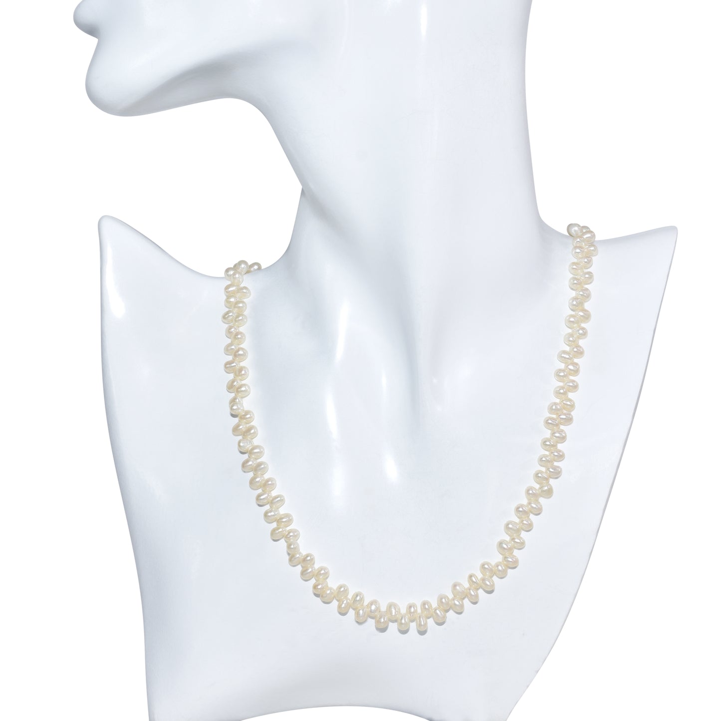 14k White Rice Pearl Side Drilled Necklace