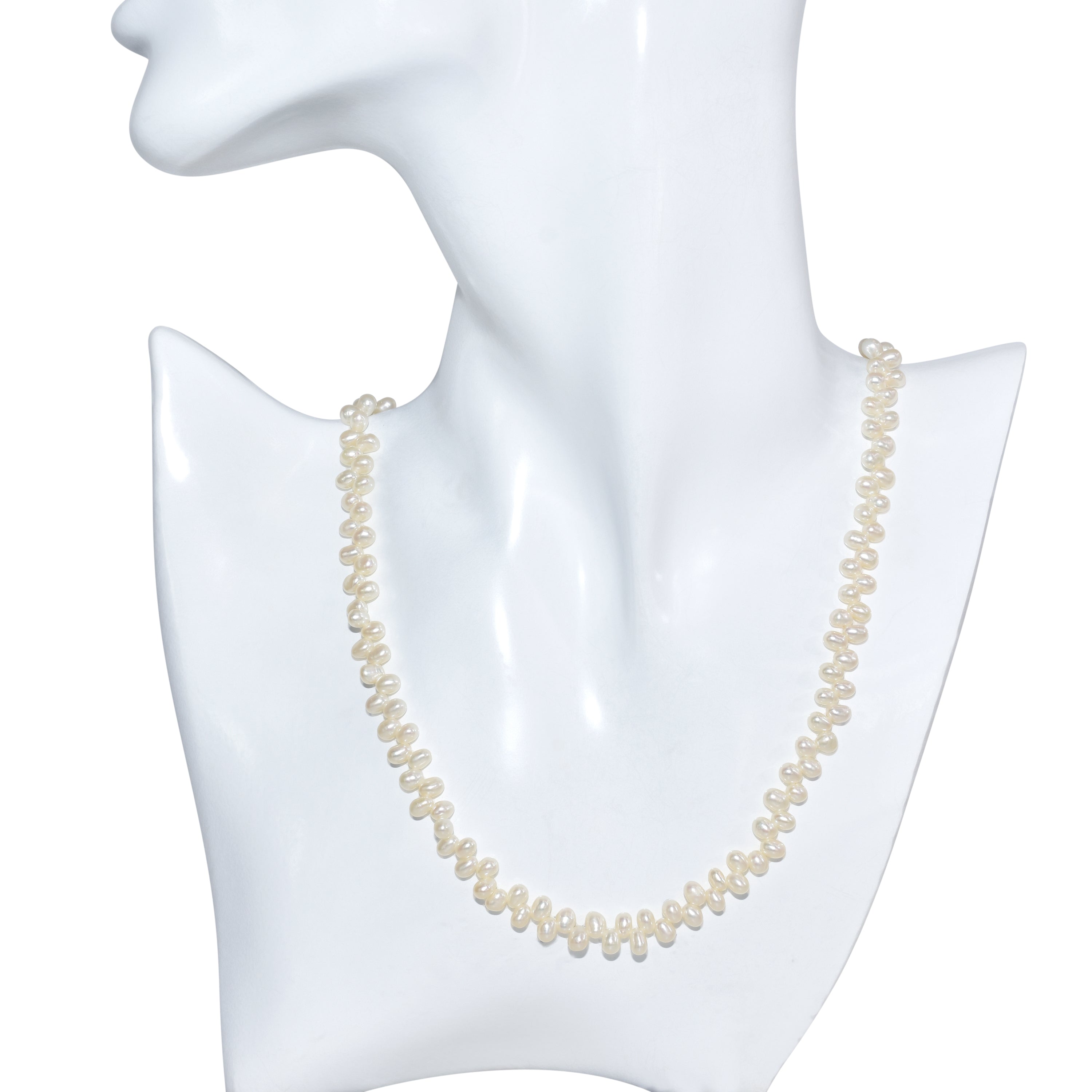 14k White Rice Pearl Side Drilled Necklace