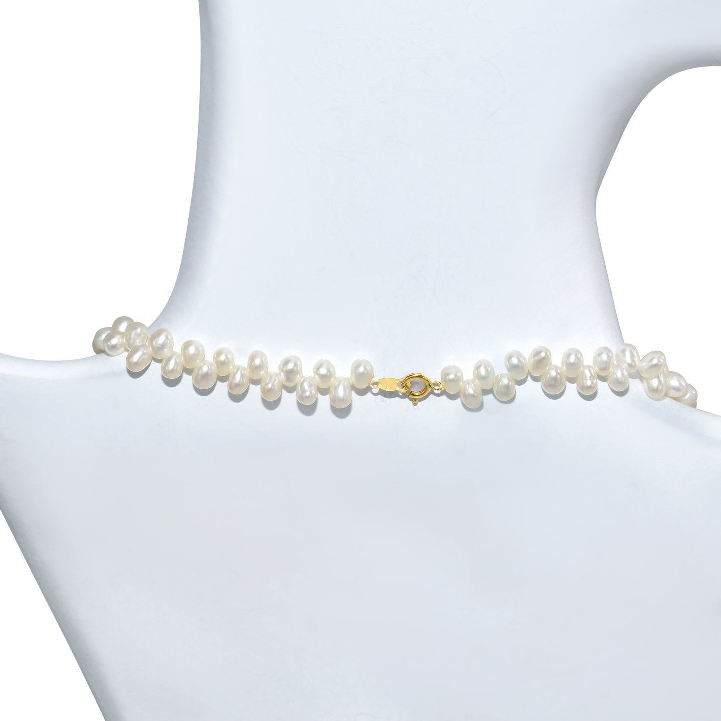 14k White Rice Pearl Side Drilled Necklace