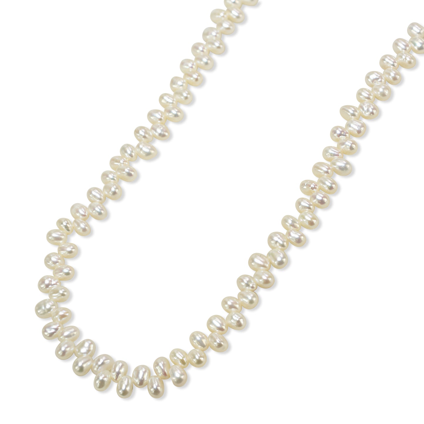 14k White Rice Pearl Side Drilled Necklace