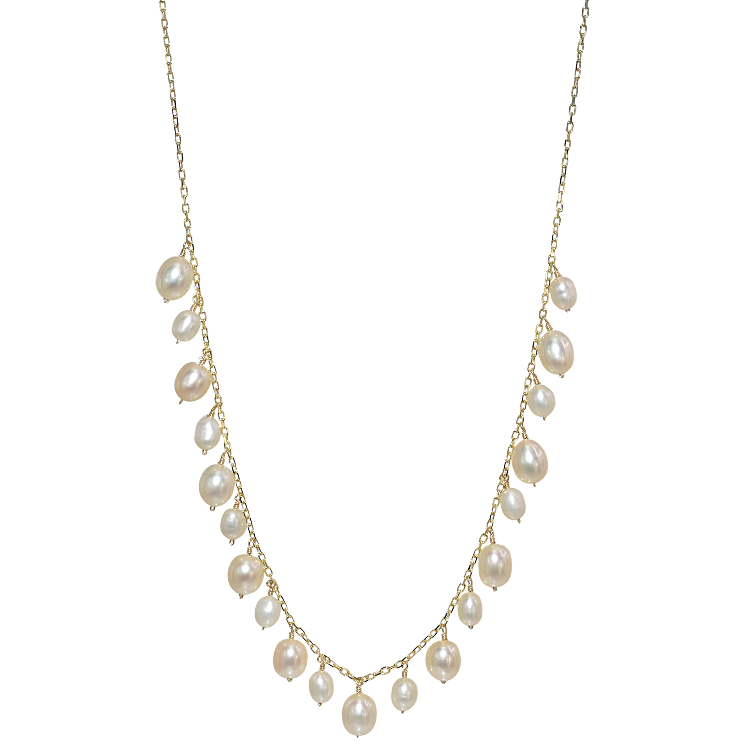 14k White Pearl Drop Necklace