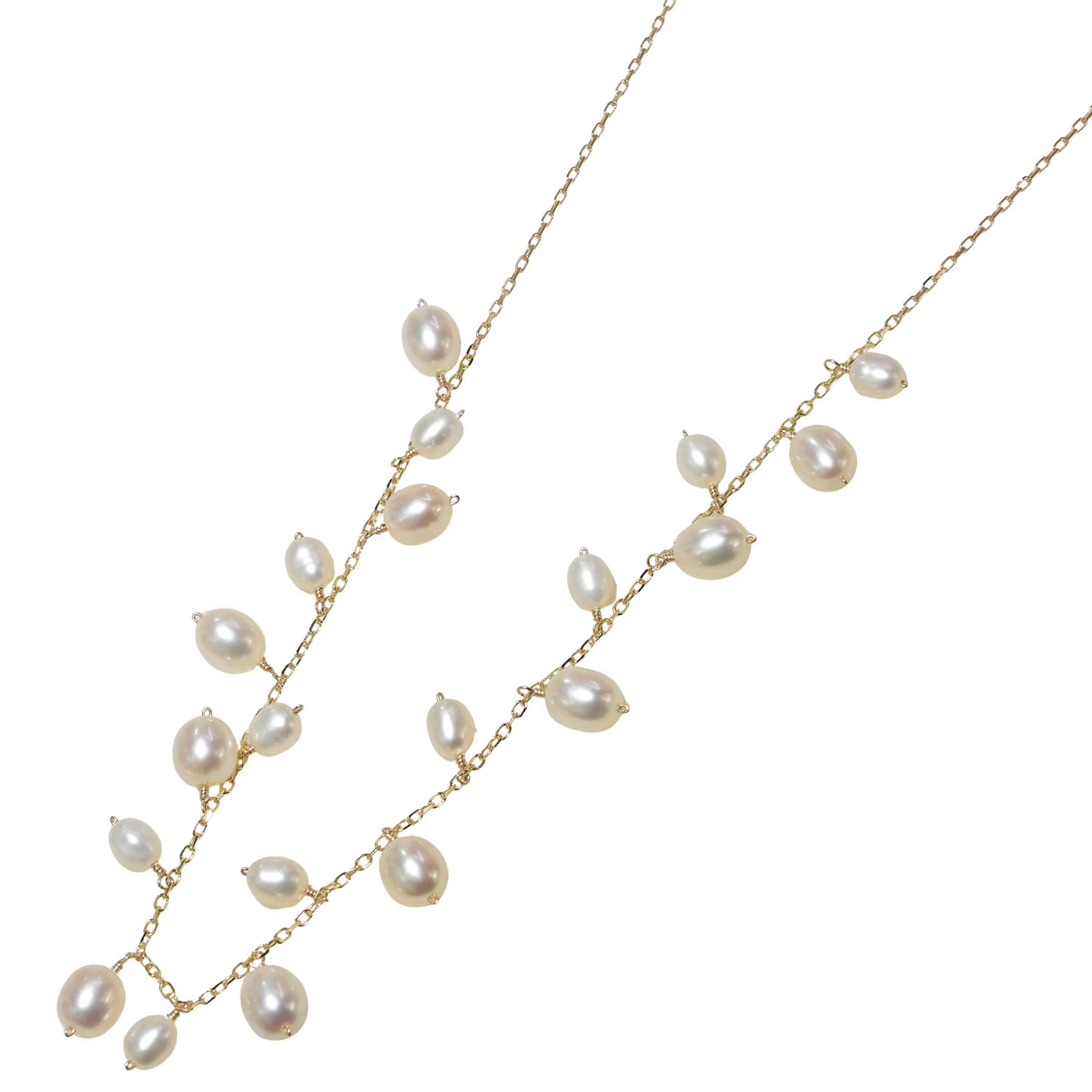 14k White Pearl Drop Necklace