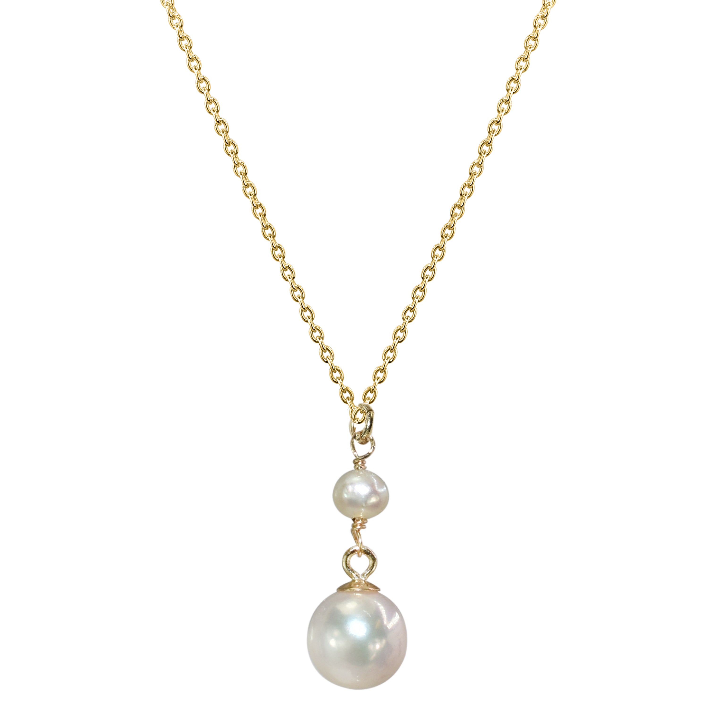 14k White Pearl Drop Pendant Necklace