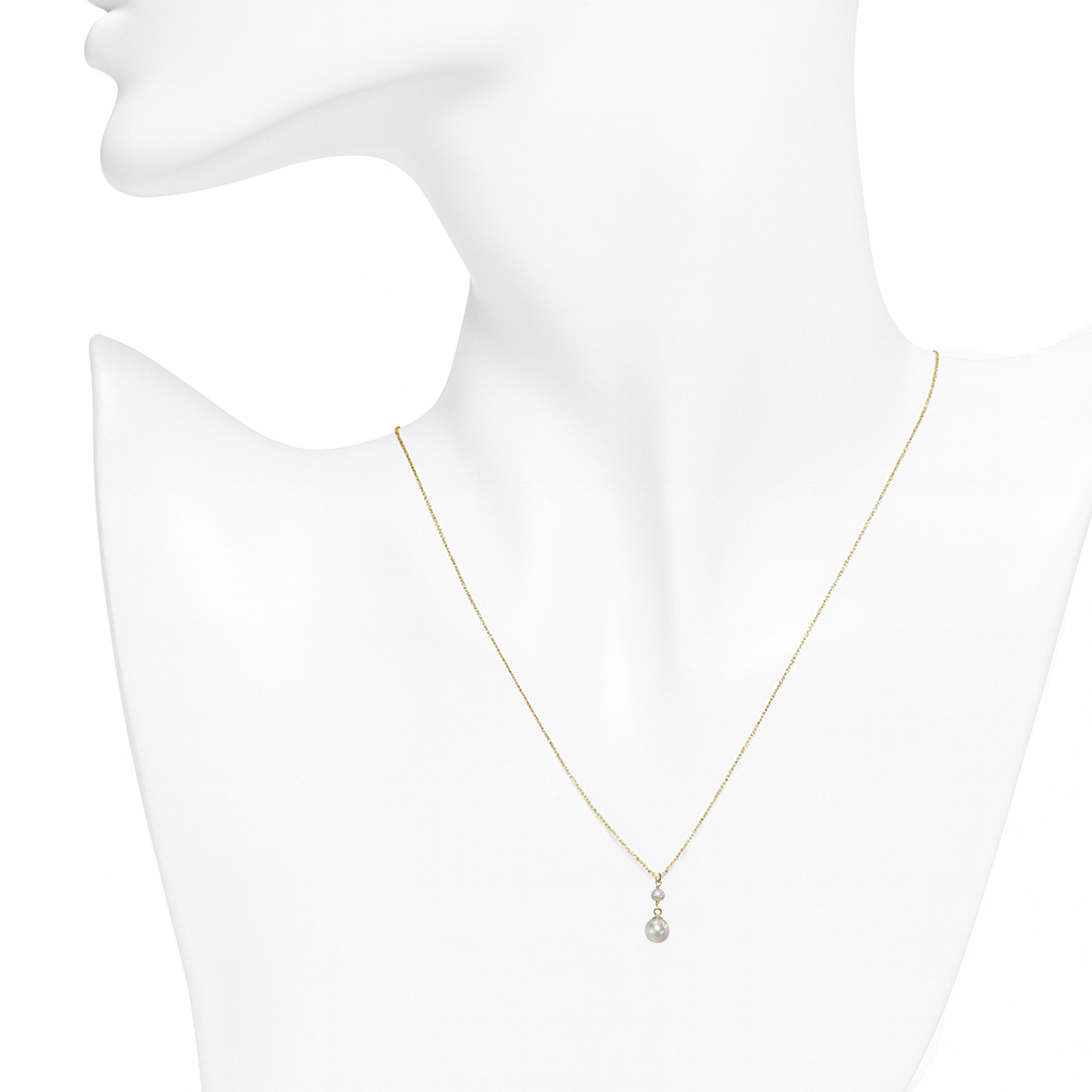 14k White Pearl Drop Pendant Necklace
