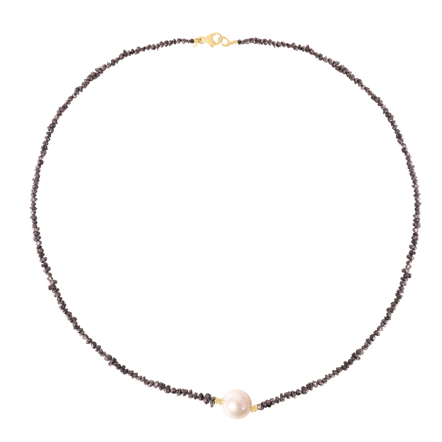 14k Champagne South Sea Pearl Rough & Black Diamond Necklace