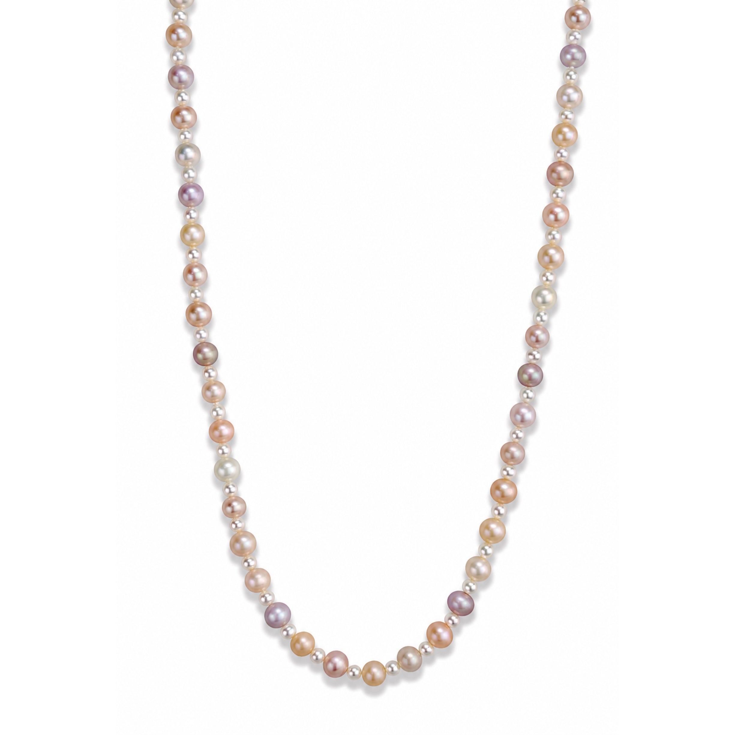 14k White/Natural Pink Pearl Alternate 1x1 Necklace