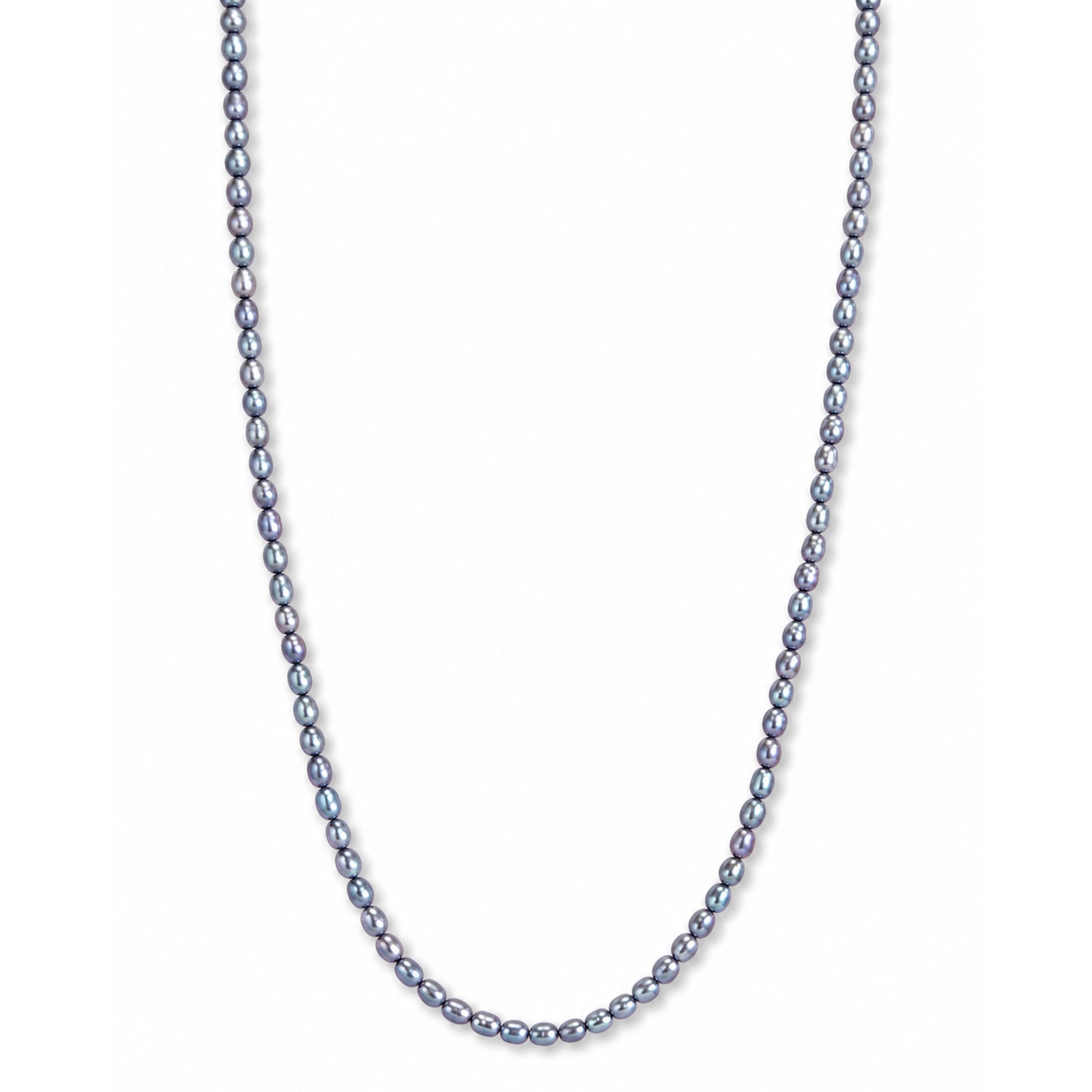 14k Silver Grey Small Rice Pearl Necklace