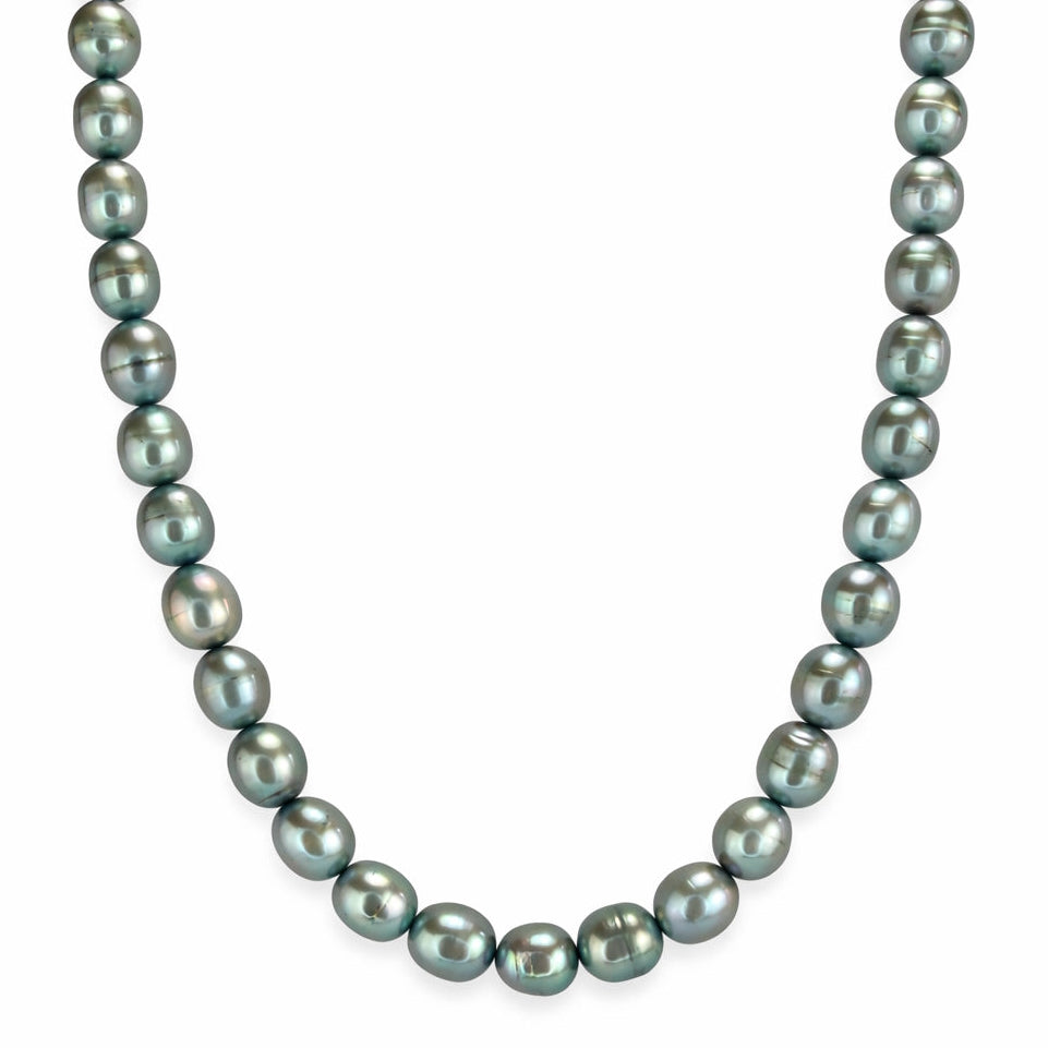 14k Dyed Green Rice Pearl Necklace