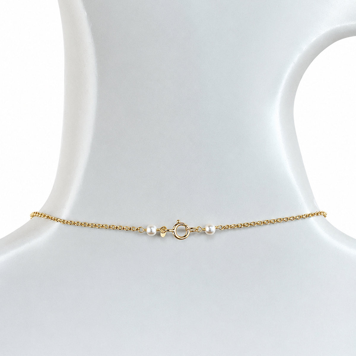 14k White Pearl Station Link Necklace