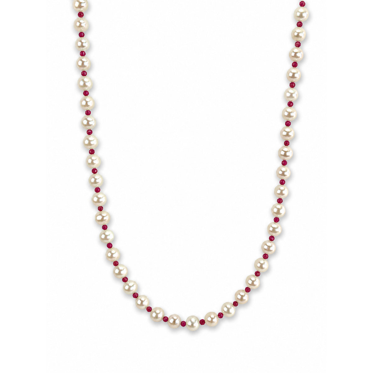 14k White Pearl Multi Gemstone 1x1 Necklace