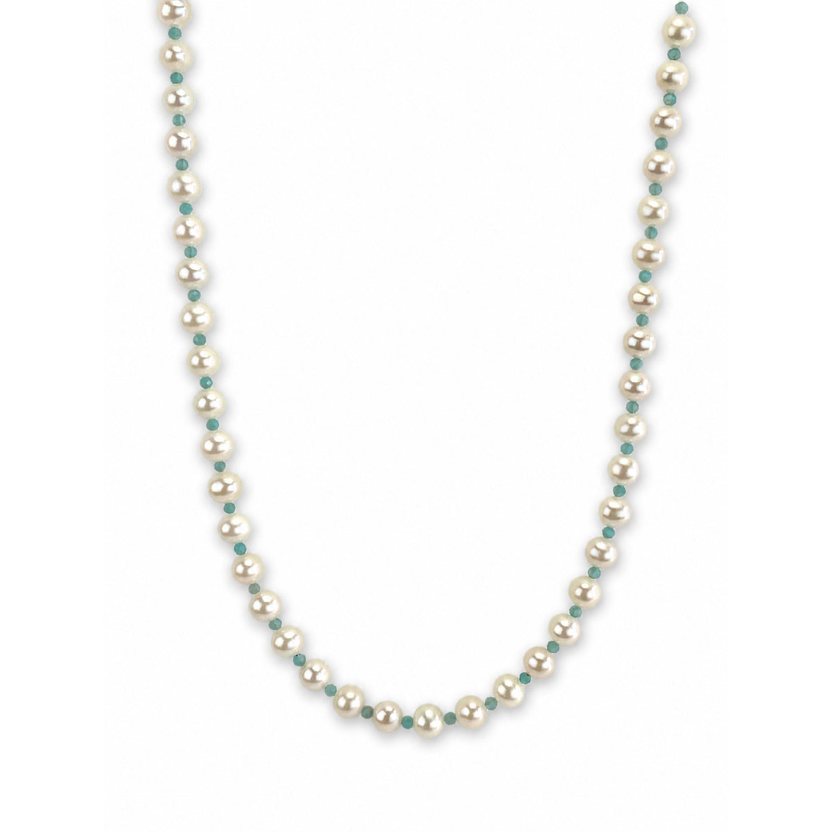 14k White Pearl Multi Gemstone 1x1 Necklace