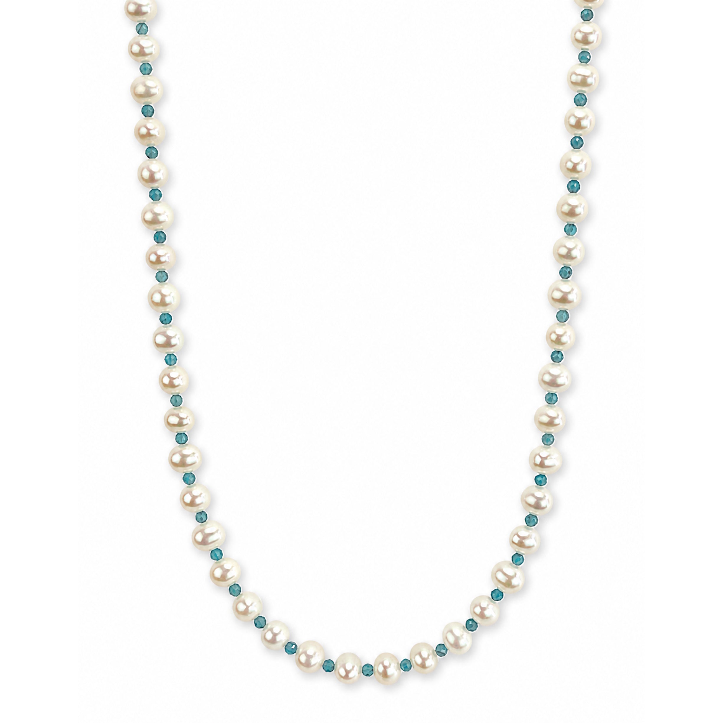 14k Freshwater Pearl & Faceted Round Bead 1X1 Necklace