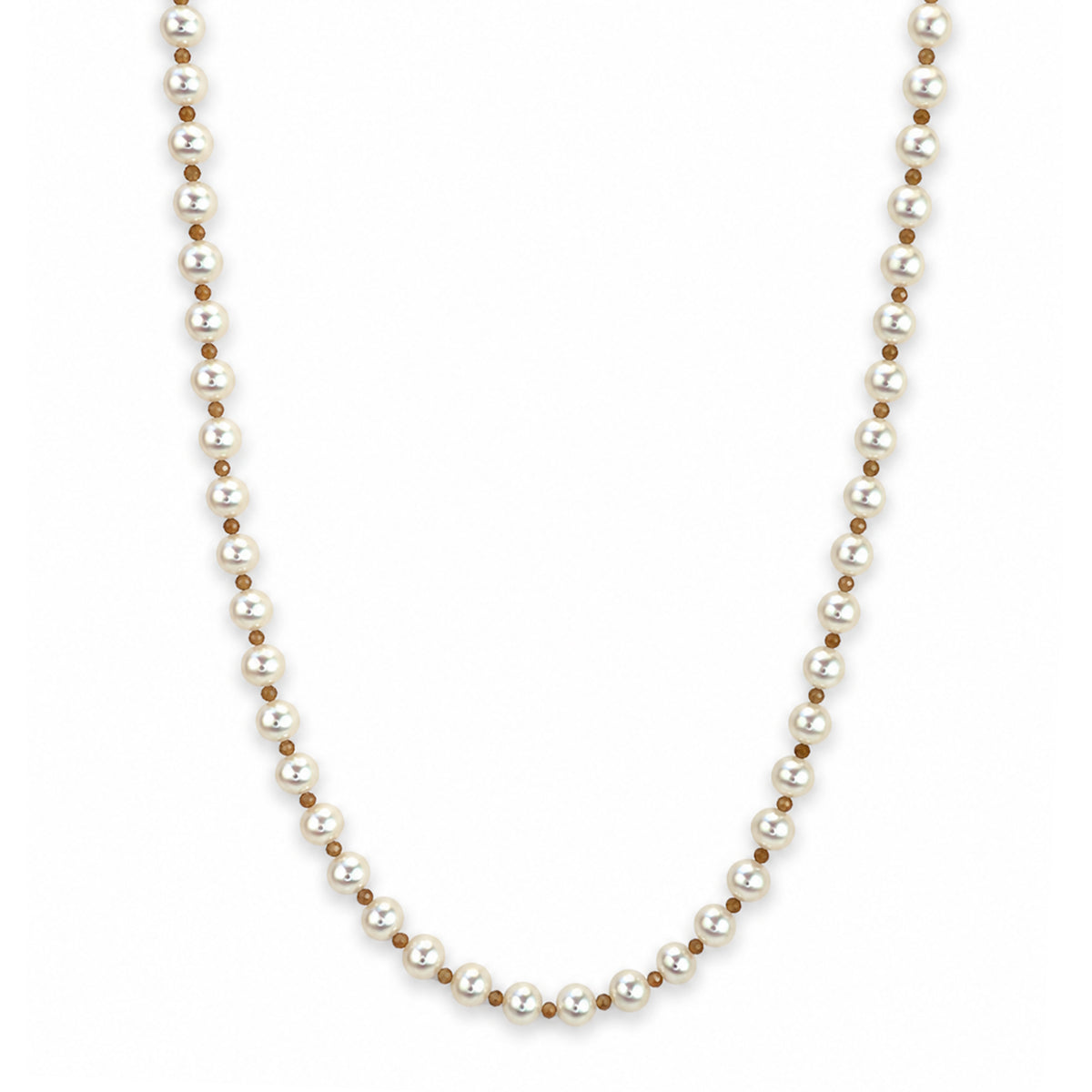 14k White Pearl Multi Gemstone 1x1 Necklace