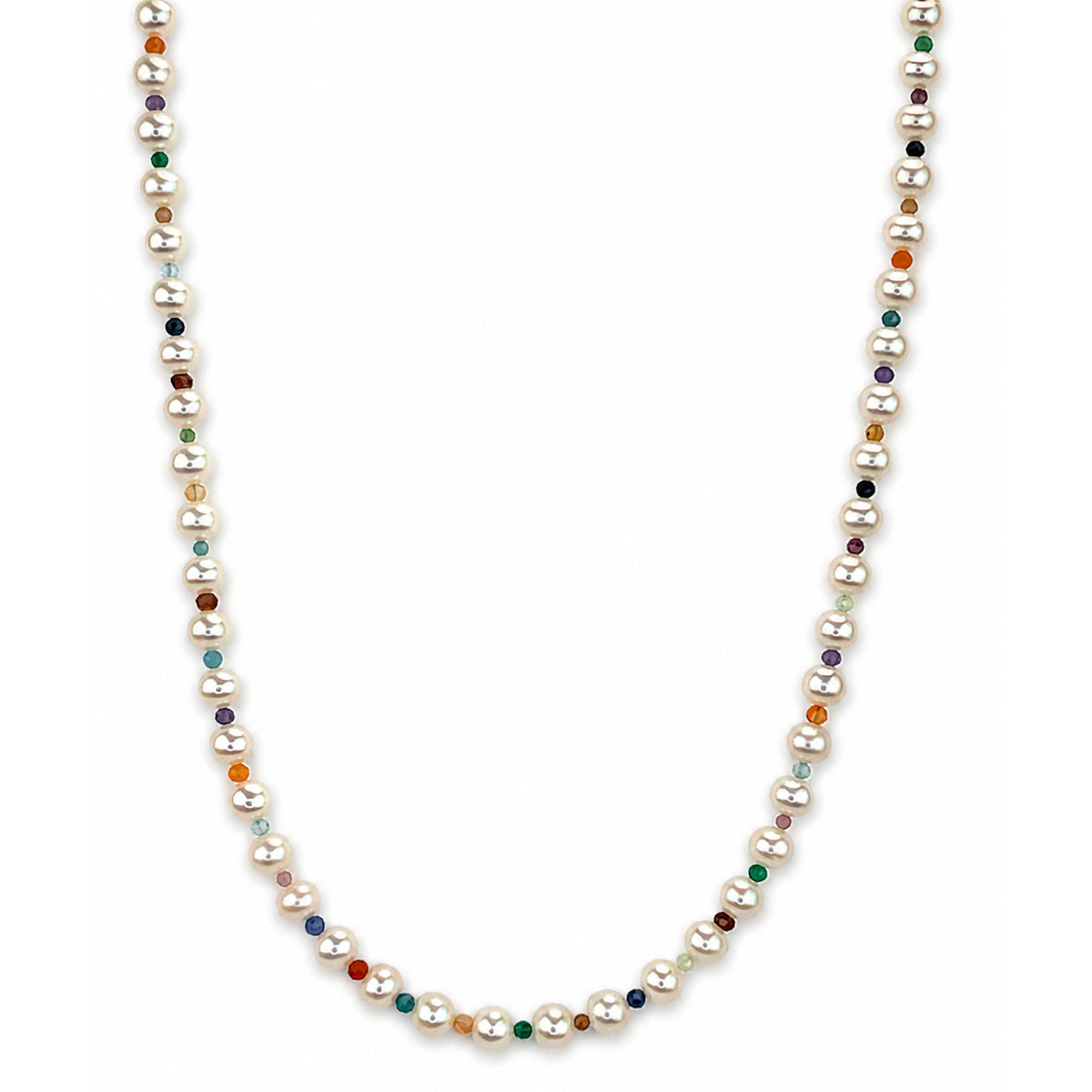 14k Freshwater Pearl & Faceted Round Bead 1X1 Necklace
