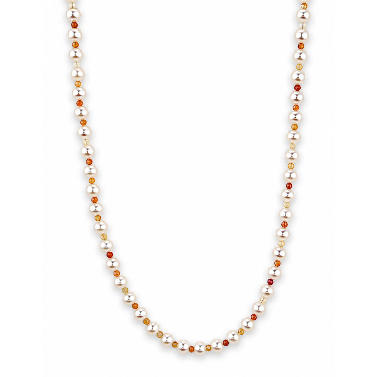 14k Freshwater Pearl & Faceted Round Bead 1X1 Necklace