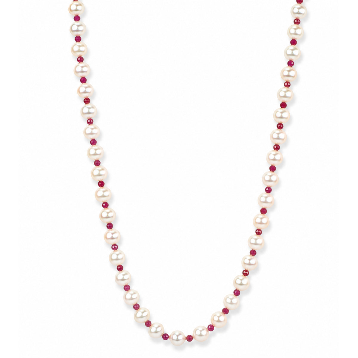 14k White Pearl Multi Gemstone 1x1 Necklace