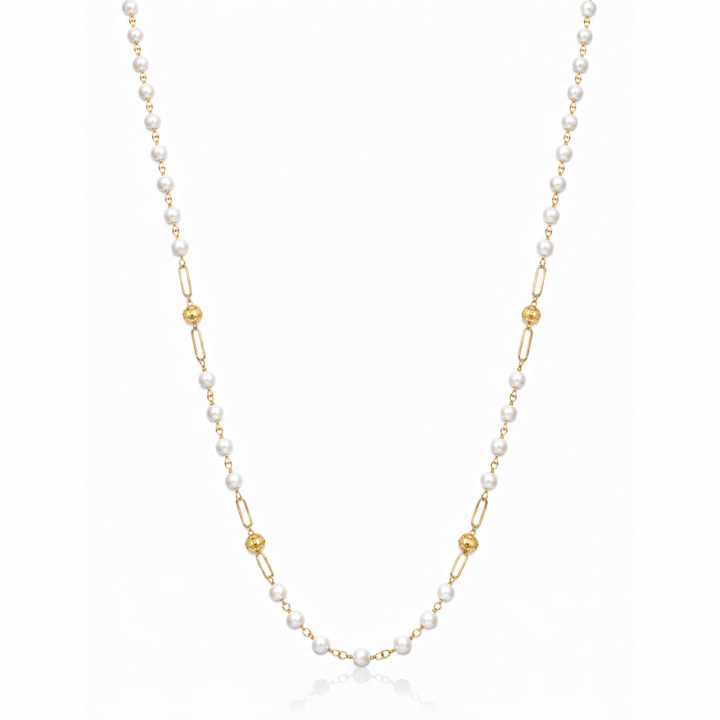 14k Gemstones 4 Gold Station Link Necklace