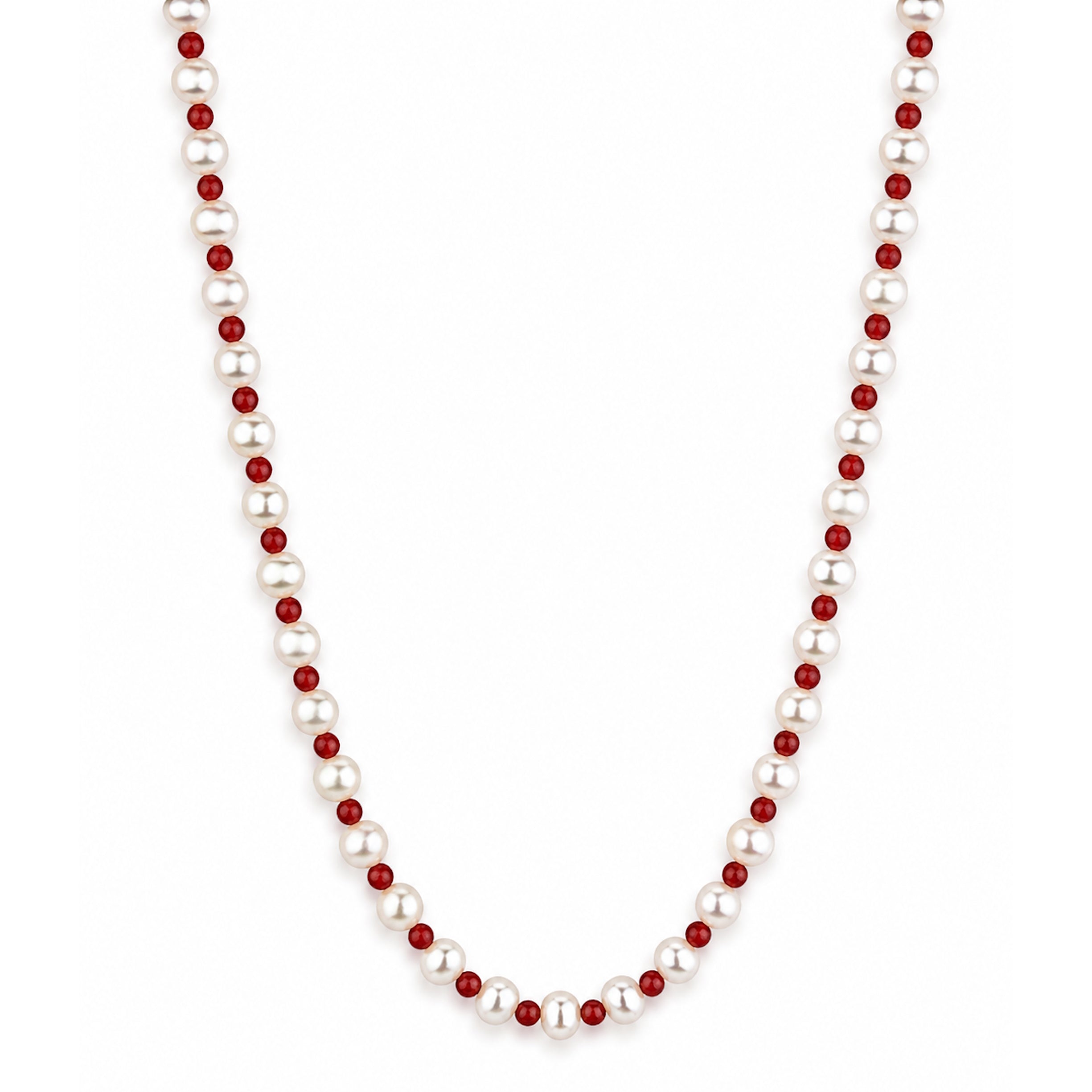 14k Freshwater Pearl & Faceted Round Bead 1X1 Necklace
