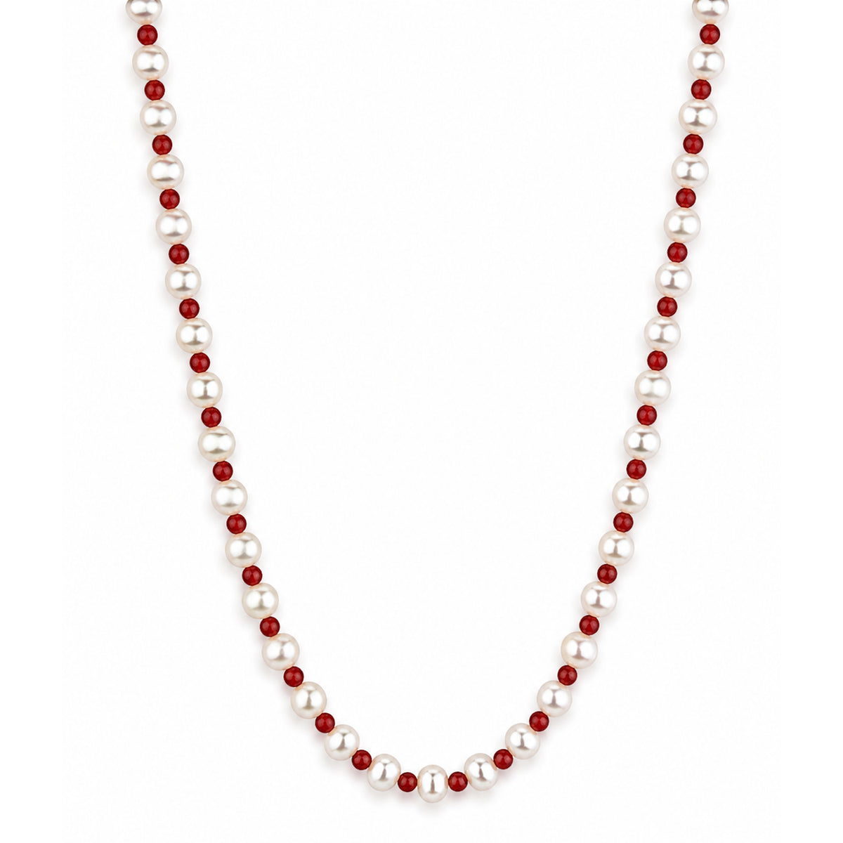 14k White Pearl Multi Gemstone 1x1 Necklace
