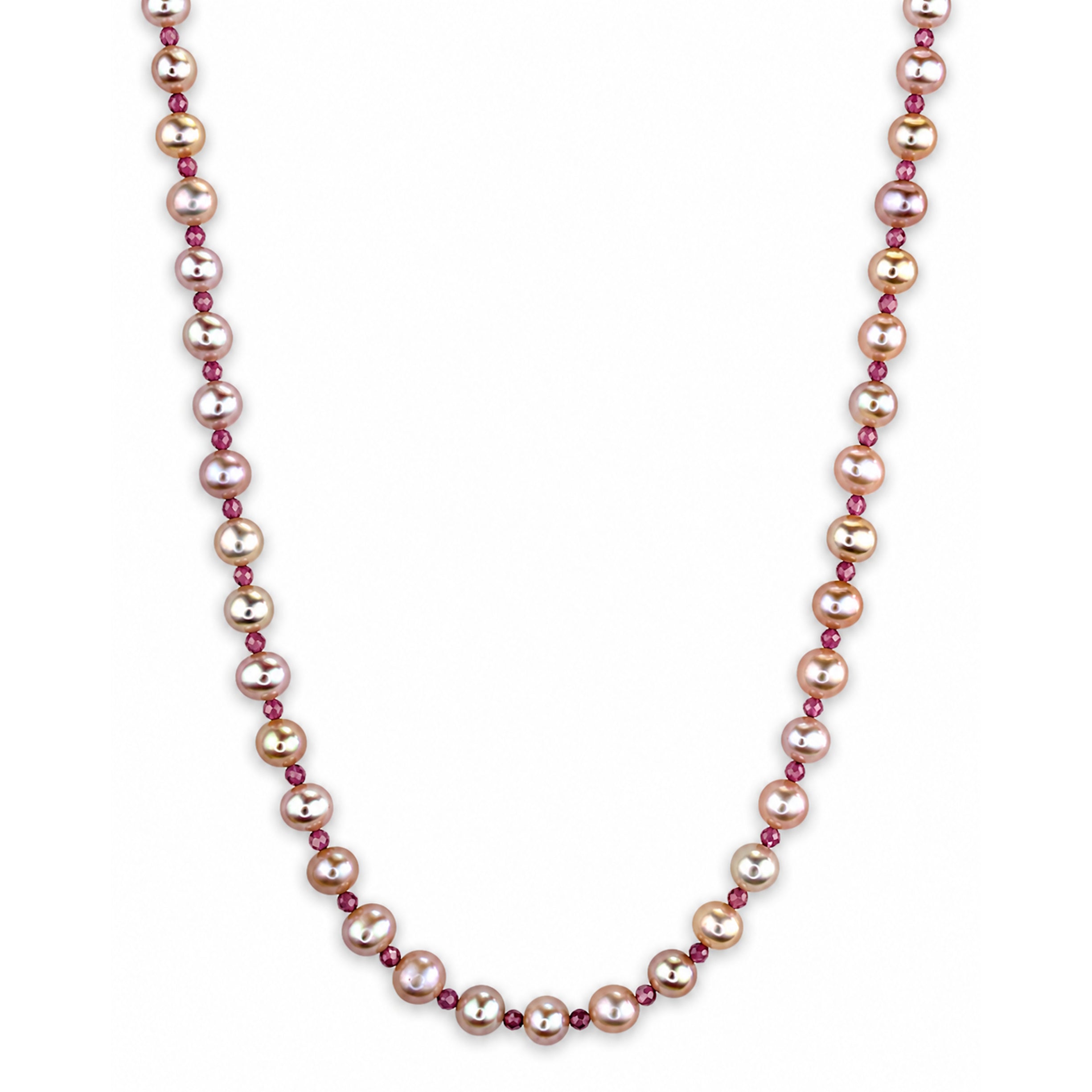 14k Freshwater Pearl & Faceted Round Bead 1X1 Necklace