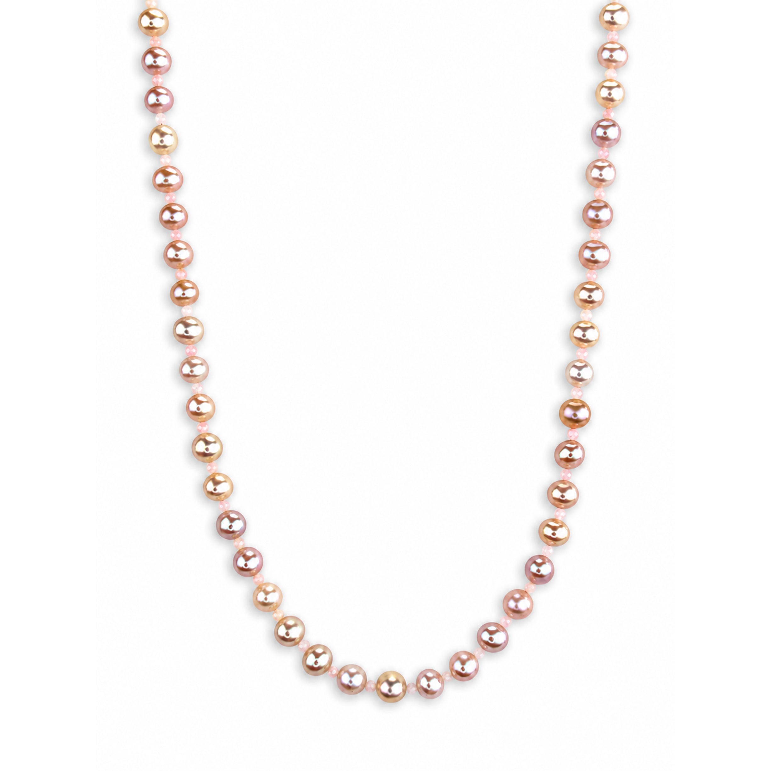 14k Freshwater Pearl & Faceted Round Bead 1X1 Necklace