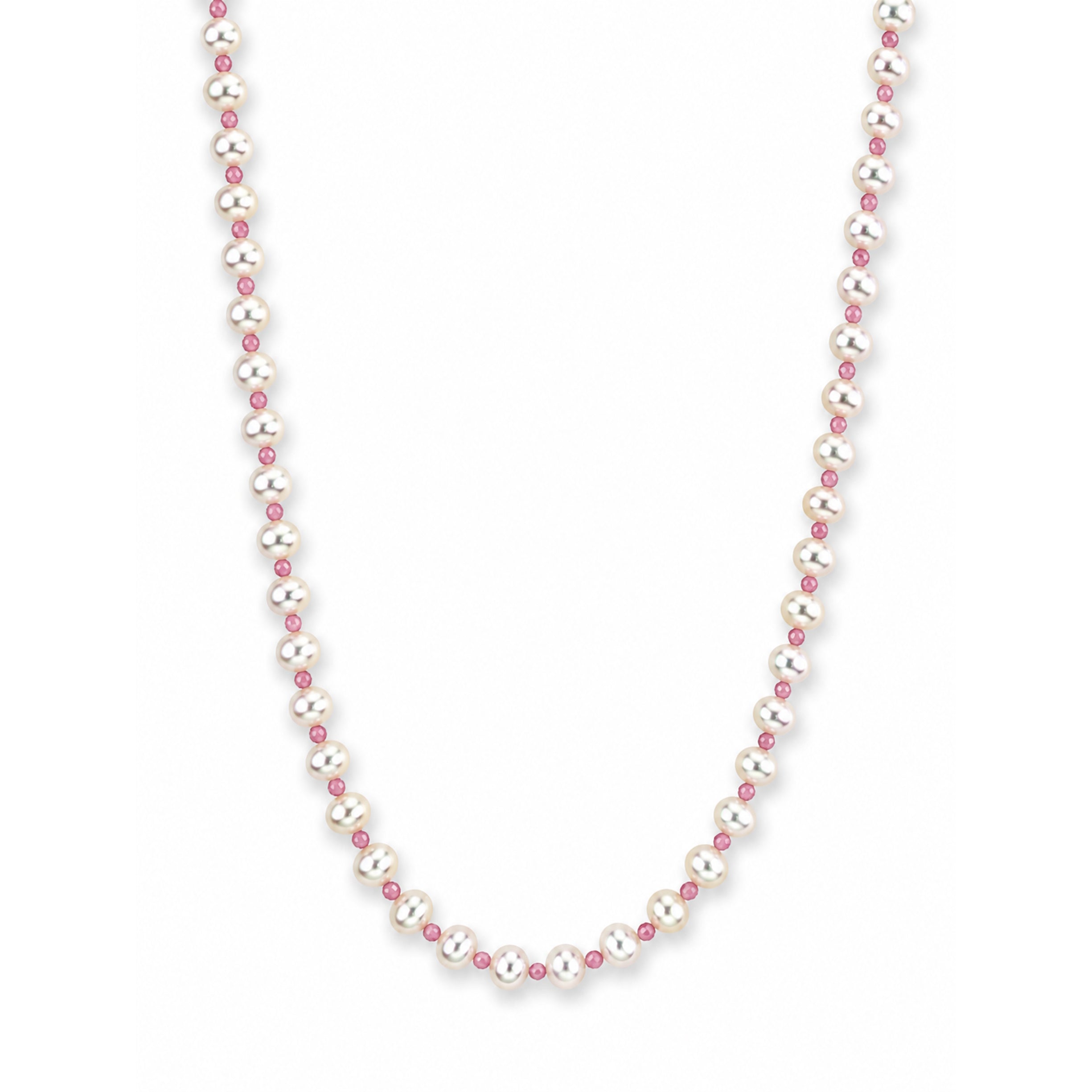 14k Freshwater Pearl & Faceted Round Bead 1X1 Necklace