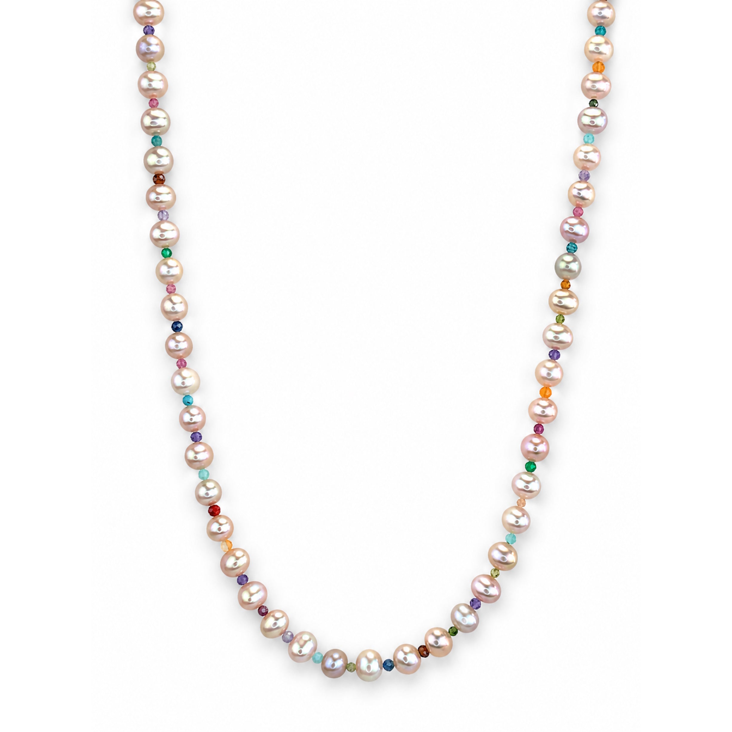 14k Freshwater Pearl & Faceted Round Bead 1X1 Necklace
