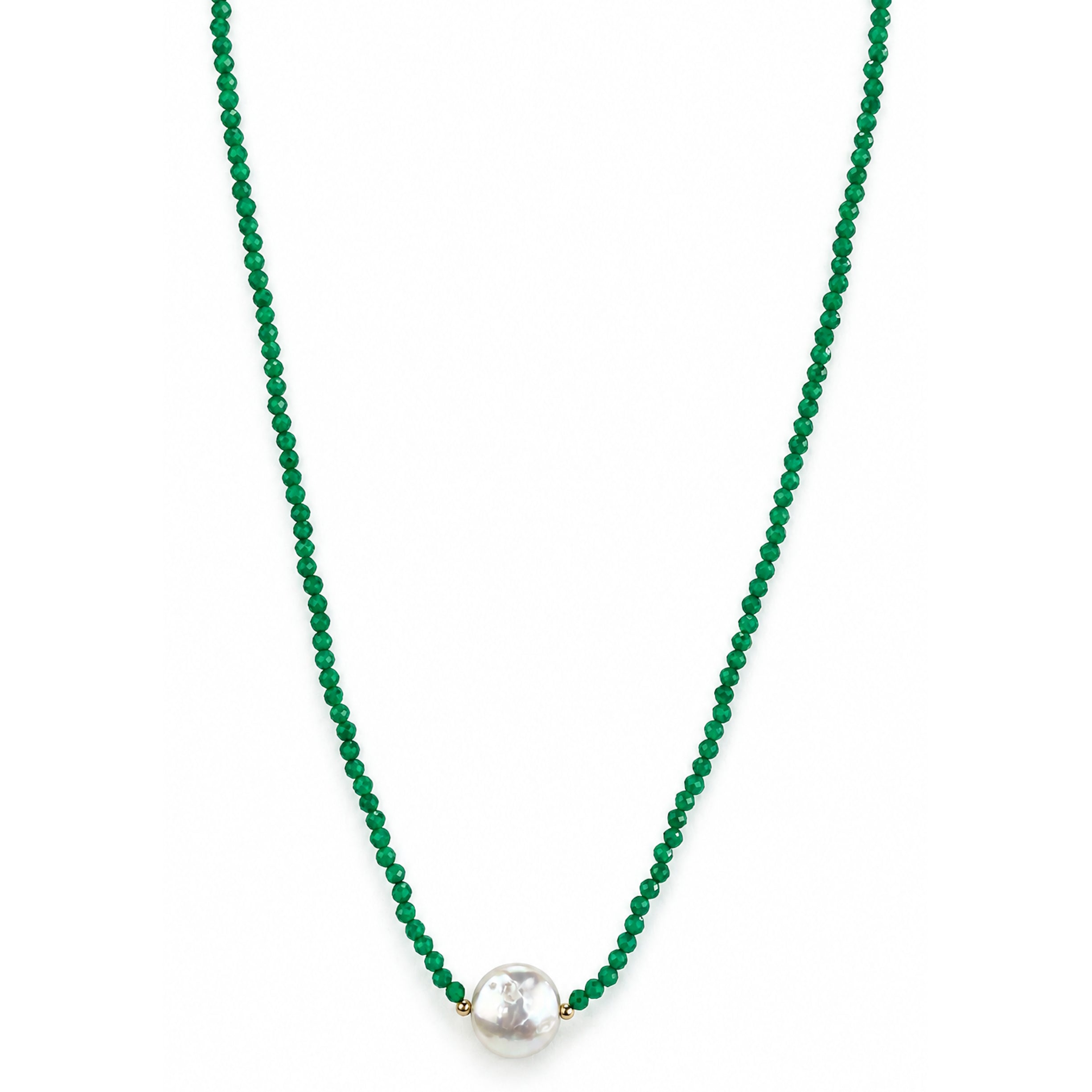 14k Gemstones & Pearl Coin Center Necklace