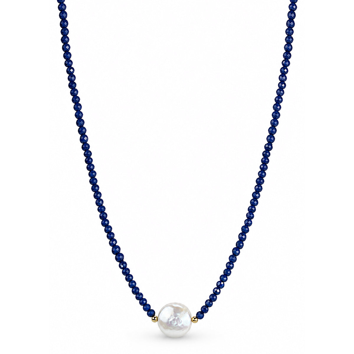 14k Gemstones & Pearl Coin Center Necklace