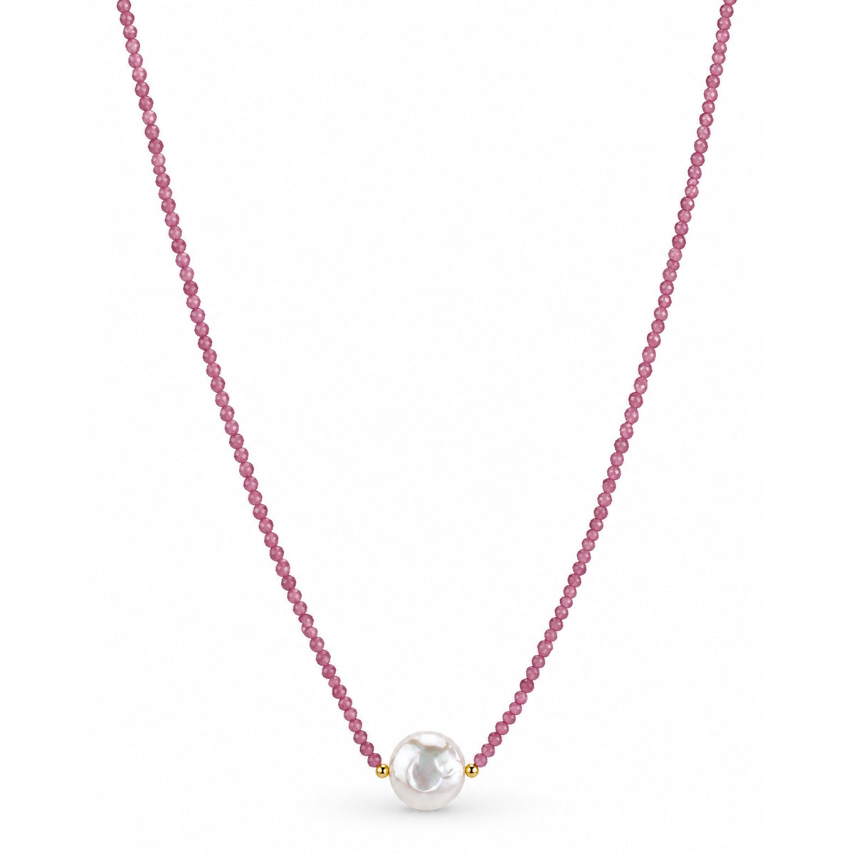 14k Gemstones & Pearl Coin Center Necklace