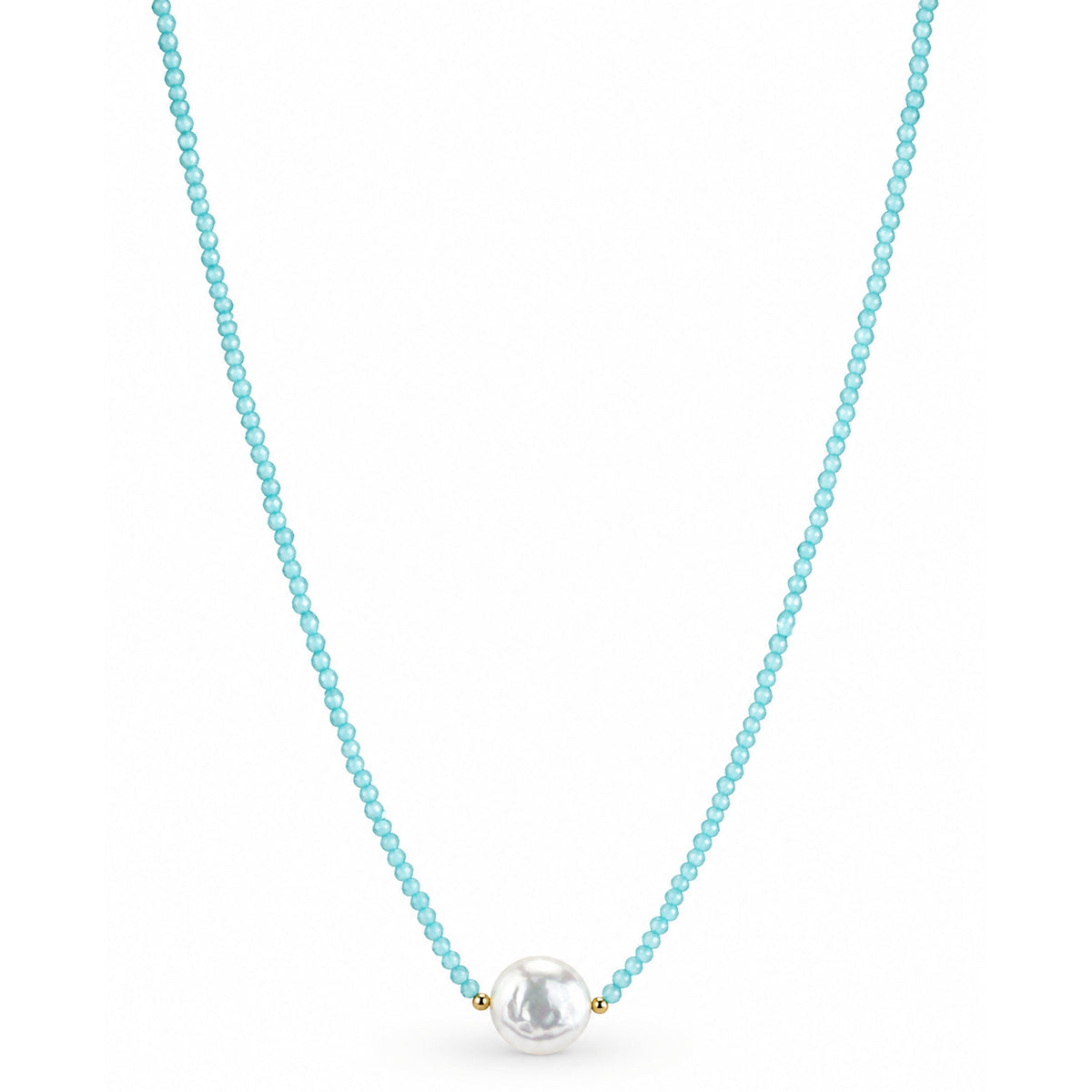 14k Gemstones & Pearl Coin Center Necklace