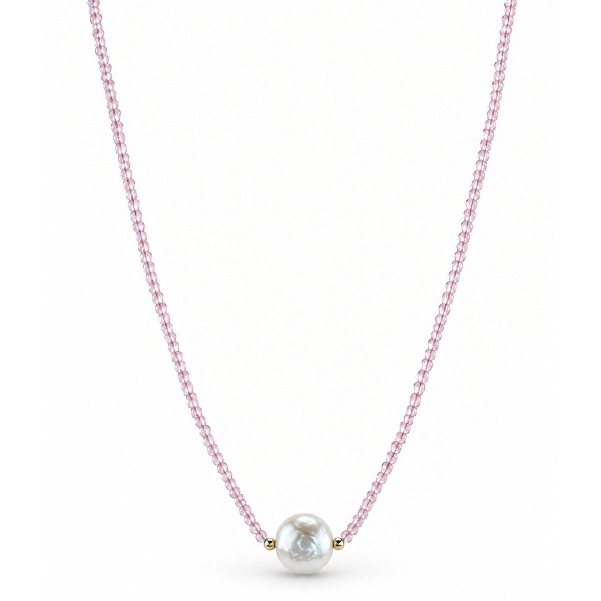 14k Gemstones & Pearl Coin Center Necklace