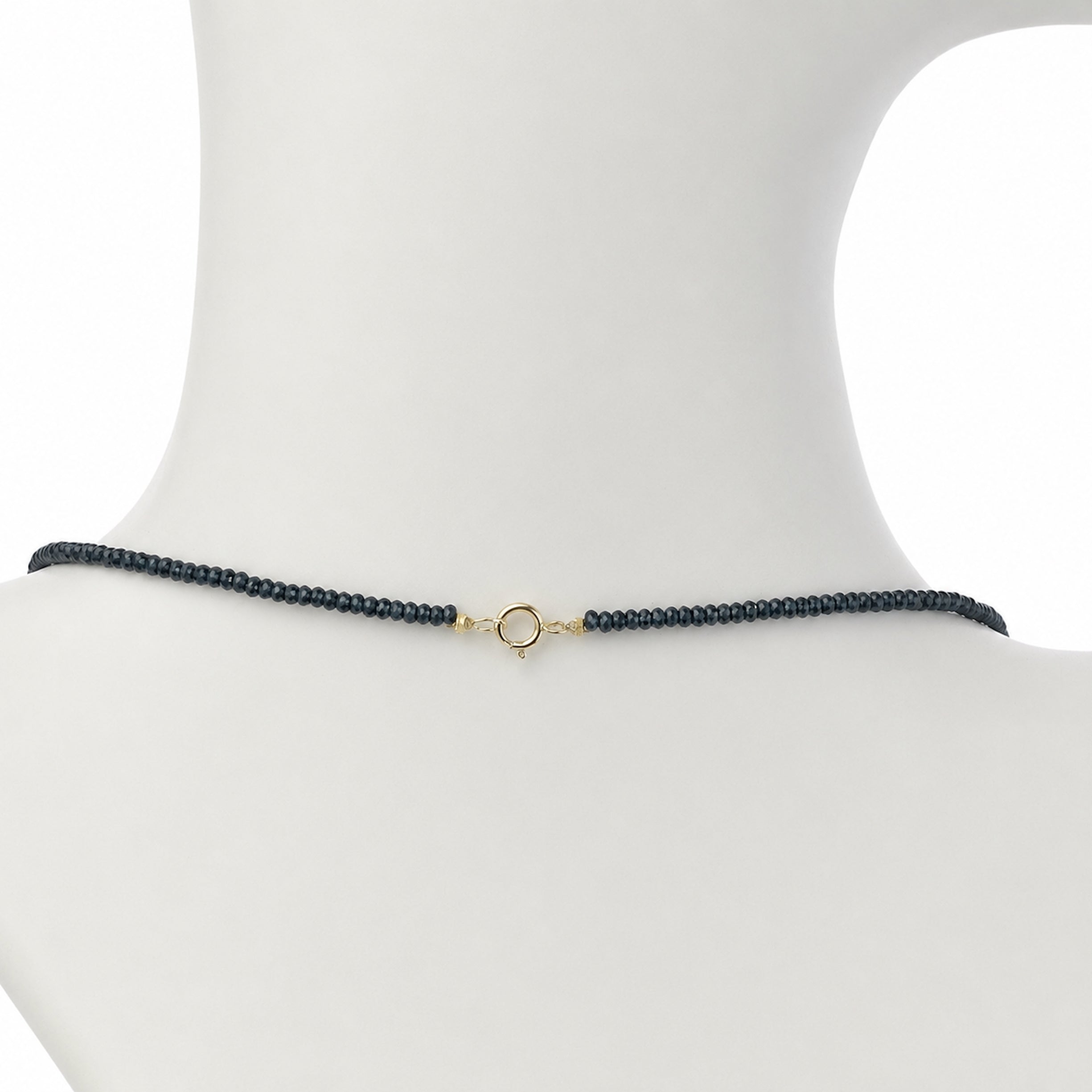 14k Black Spinel Pearl Cross Center Necklace