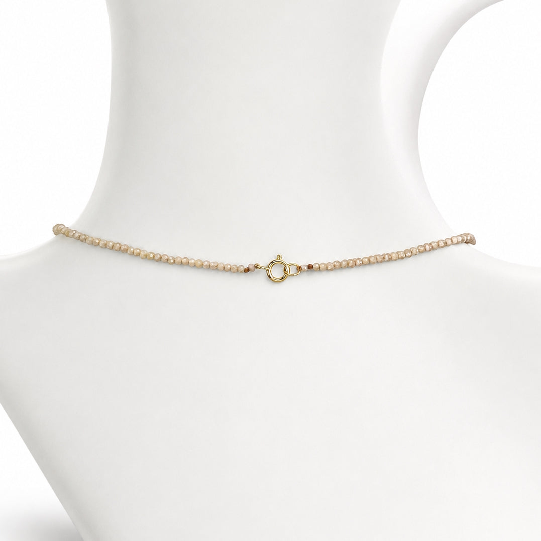 14k Brown Zircon Brown Coin Pearl Center Necklace