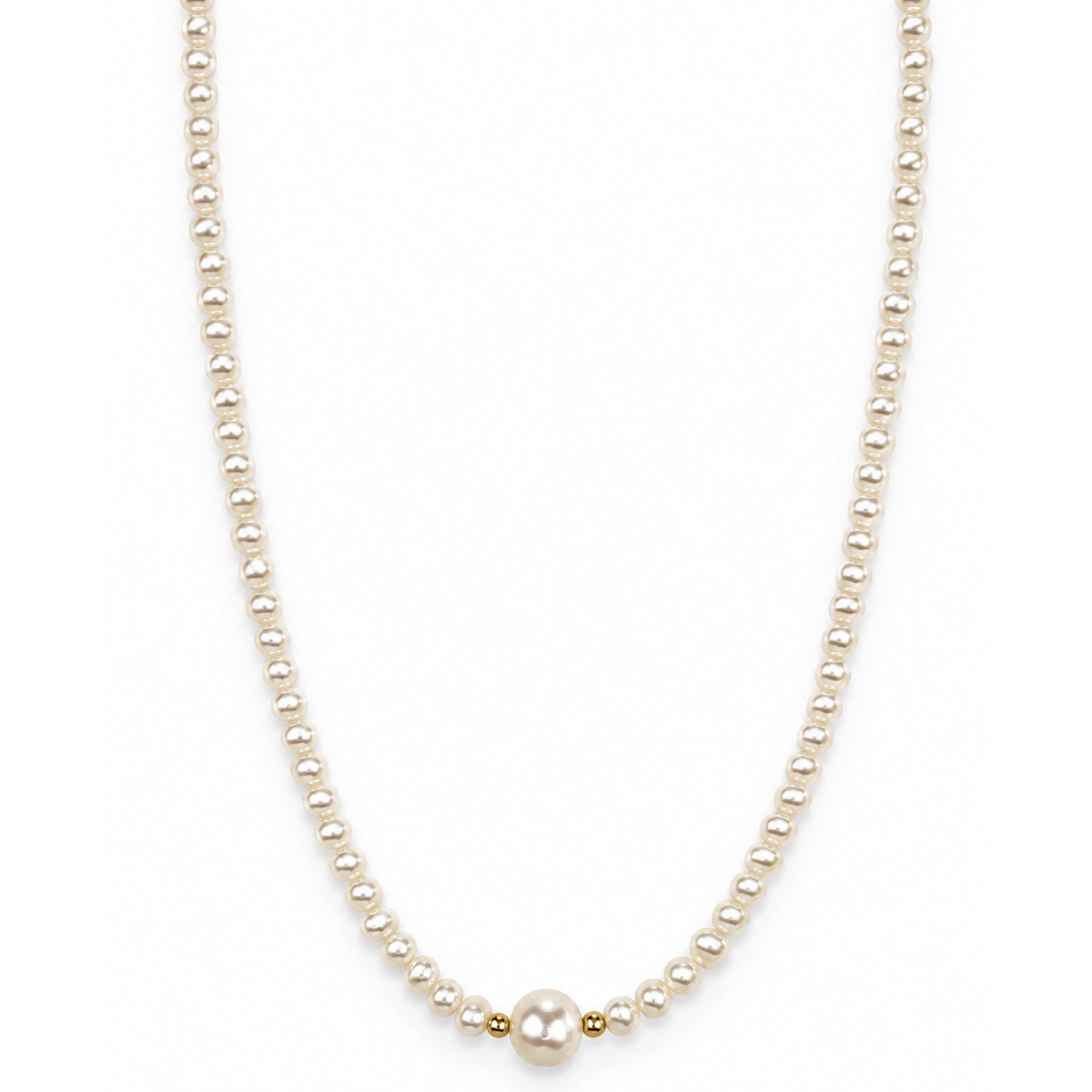 14k White Pearl Gold Ball Necklace