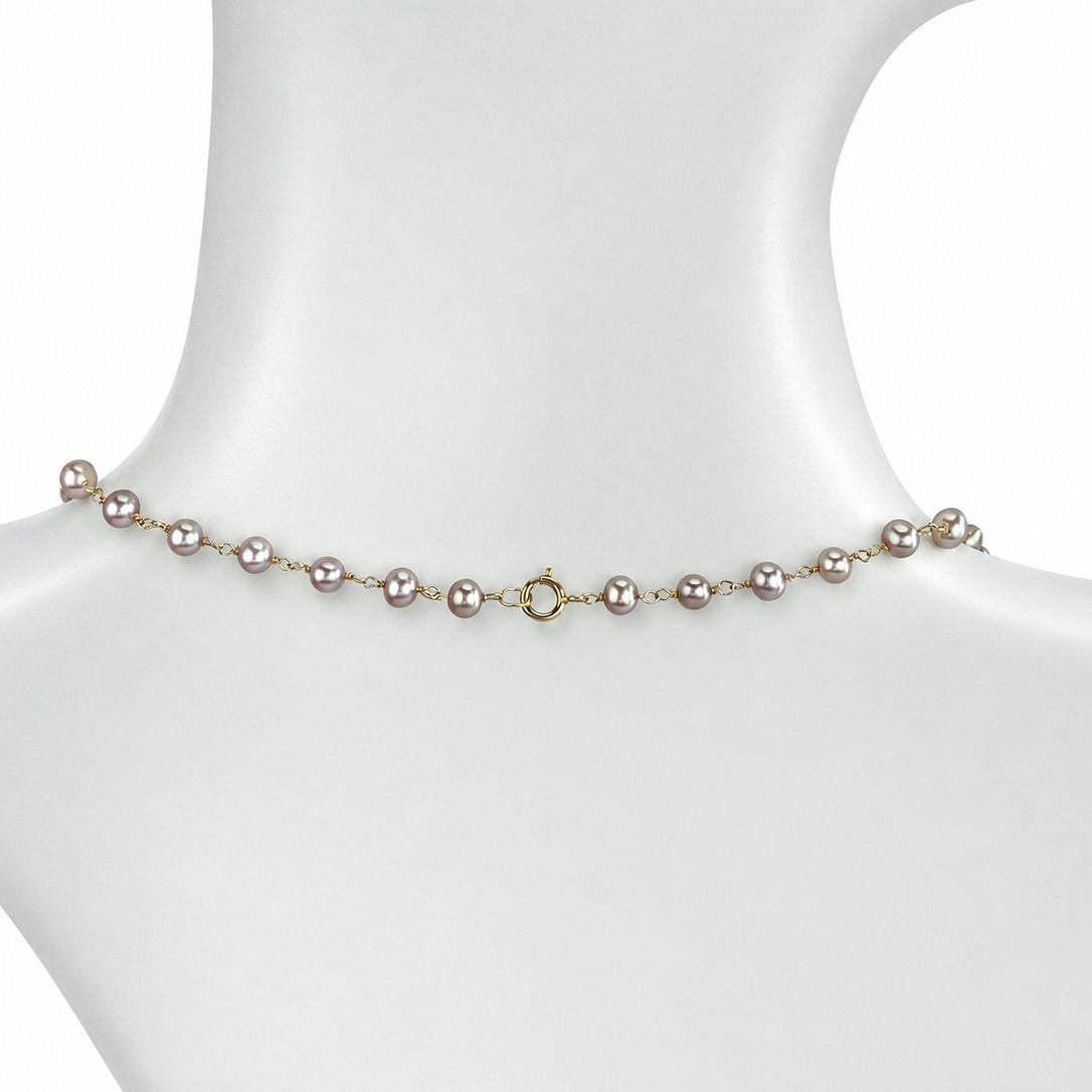 14k Natural Pink Pearl Link Necklace