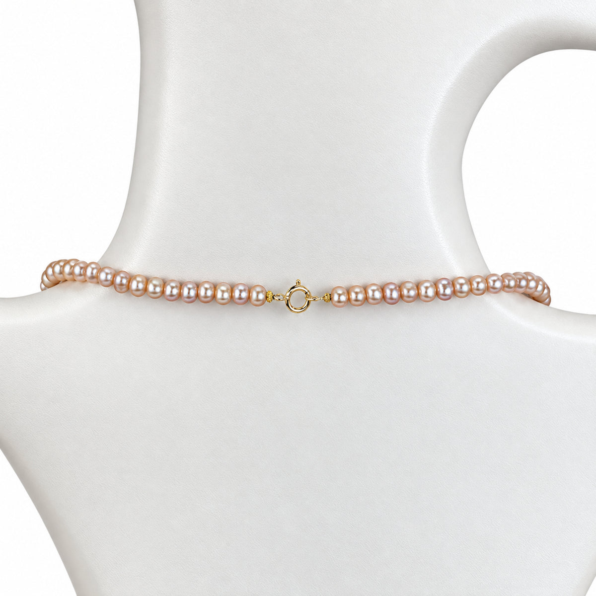 14k Natural Pink/White Pearl Graduated Gold Roundel Necklace