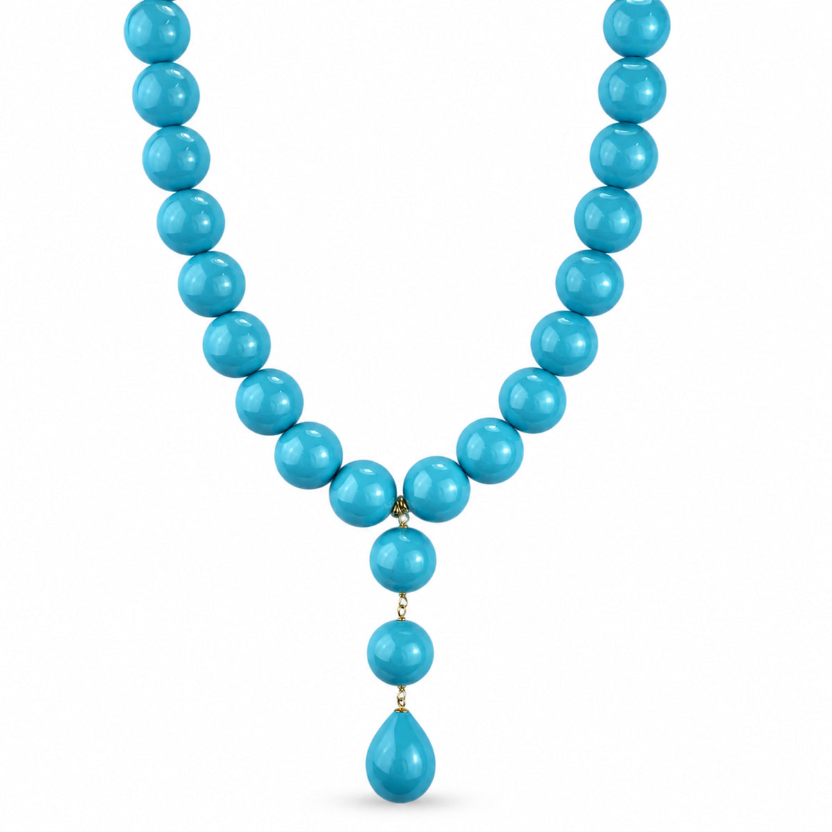 14k Shell Mother of Pearl Turquoise Y Chocker Necklace