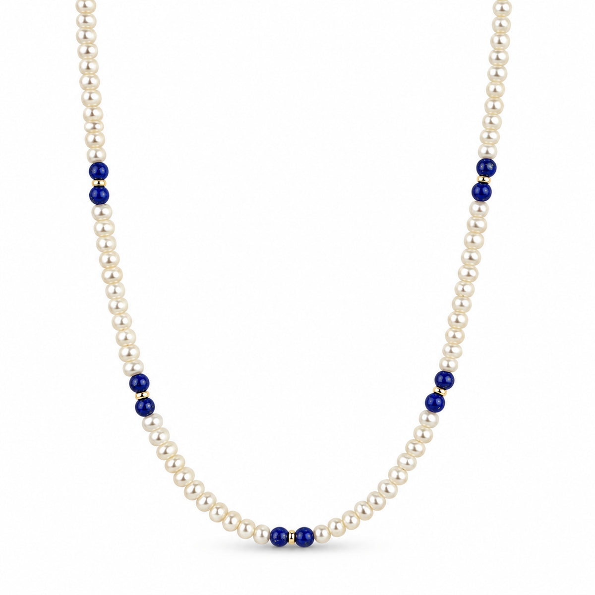 14k White Pearl Multi Gemstone 5 Station Necklace