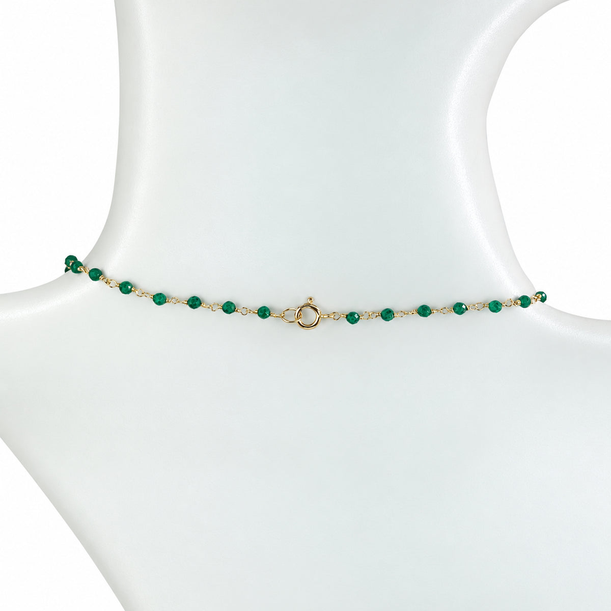14k Dyed Ruby or Dyed Emerald 5 Station Flower Link Necklace