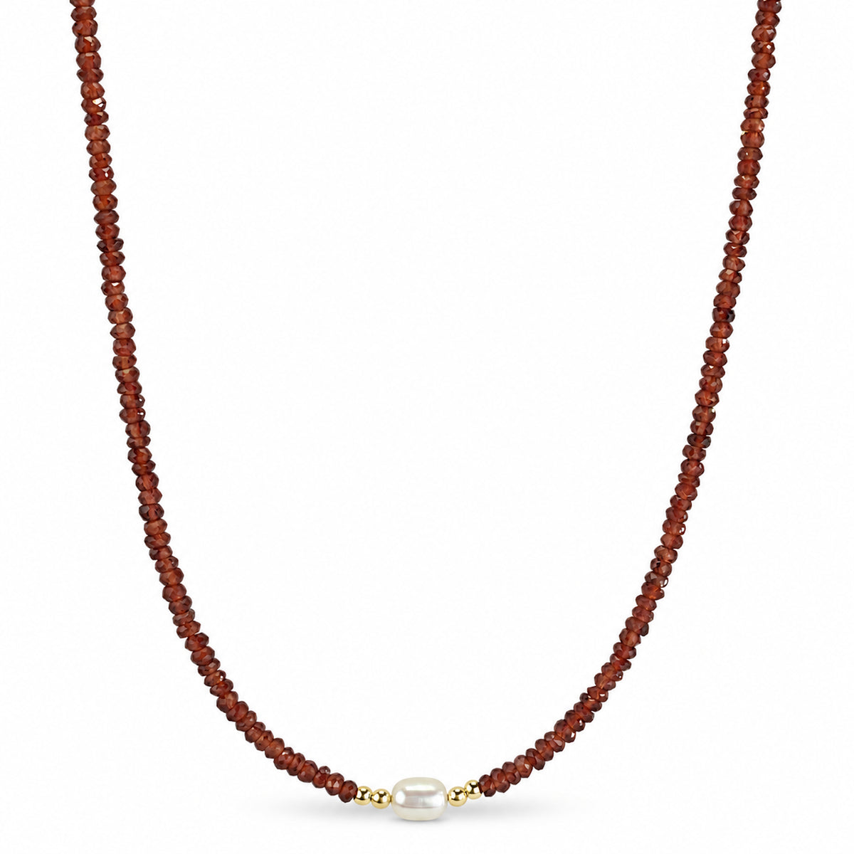 14k Multi Gemstones White Pearl 4 Gold Ball Center Necklace