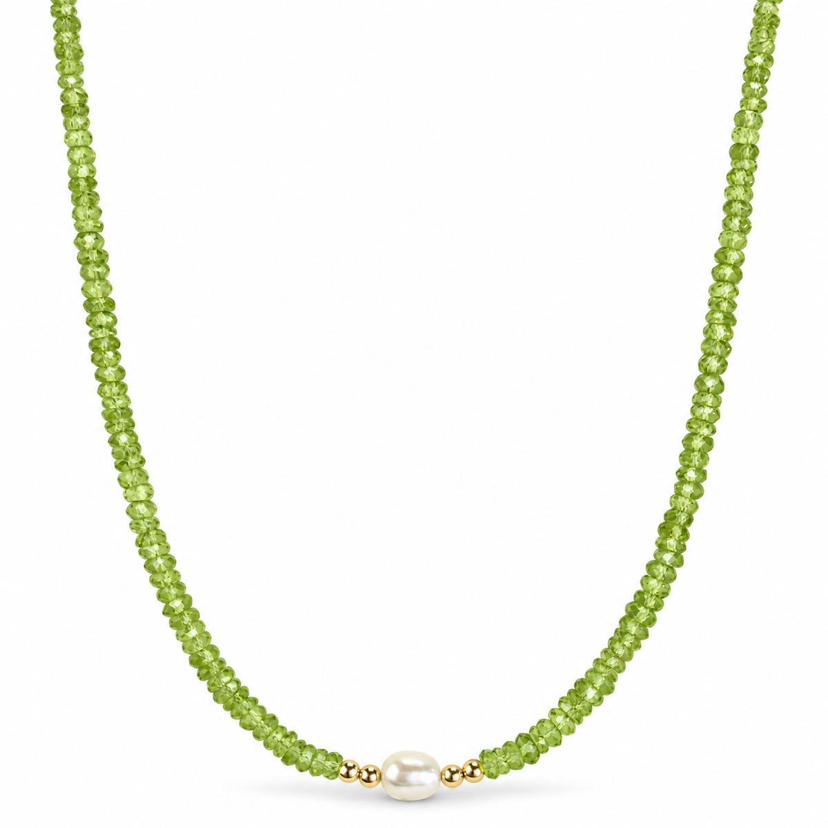 14k Multi Gemstones White Pearl 4 Gold Ball Center Necklace