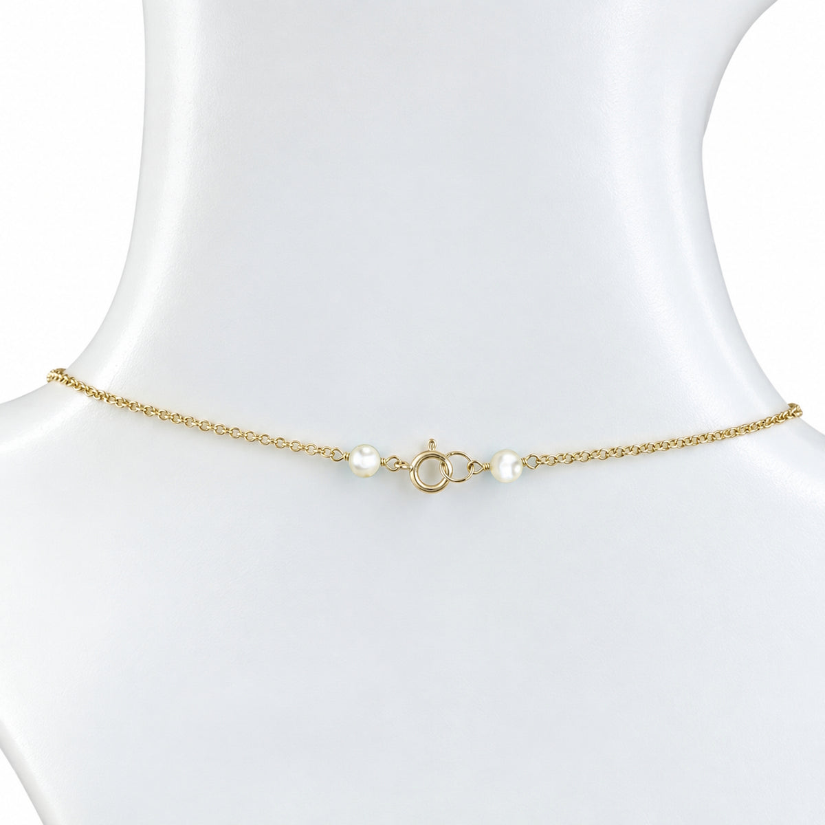 14k White Pearl 5 Flower Station Necklace