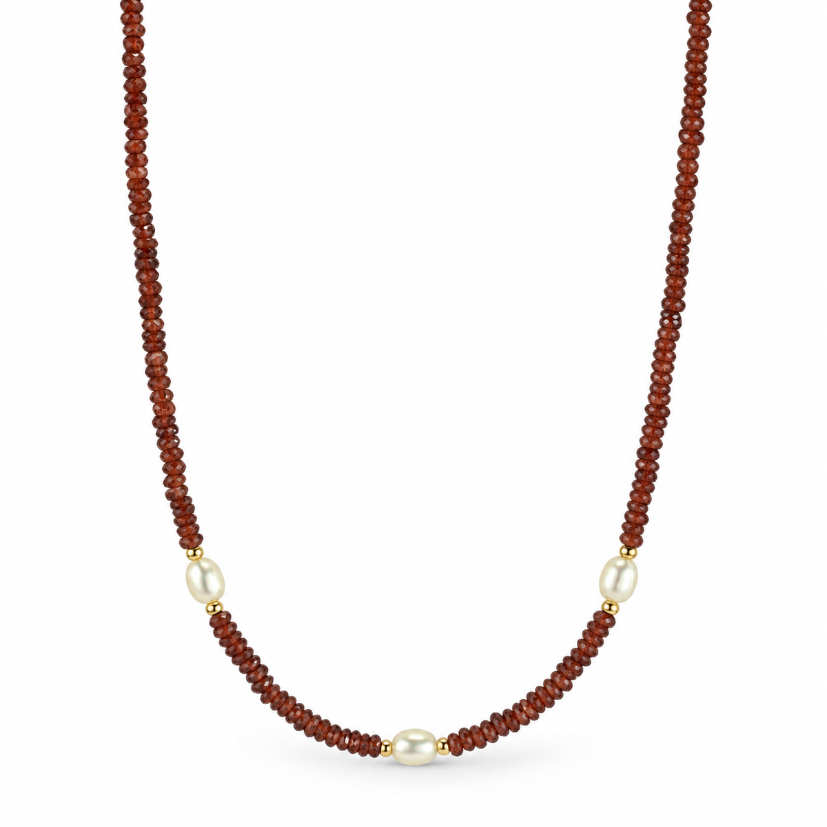 14k Multi Gemstones White Pearl 3 Station Necklace