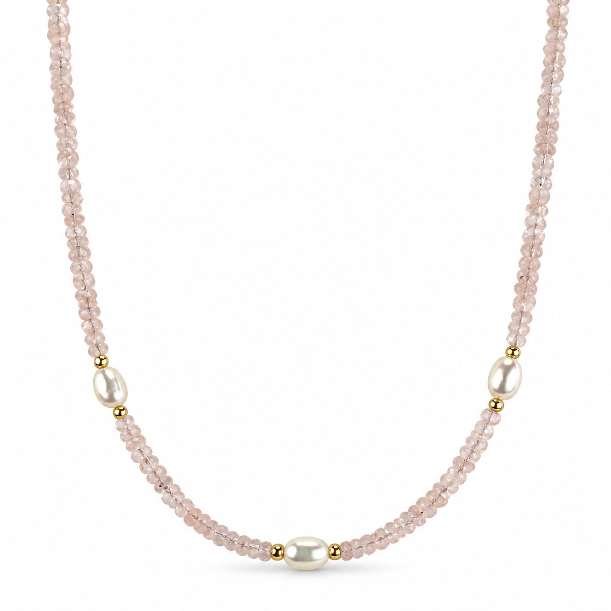 14k Multi Gemstones White Pearl 3 Station Necklace