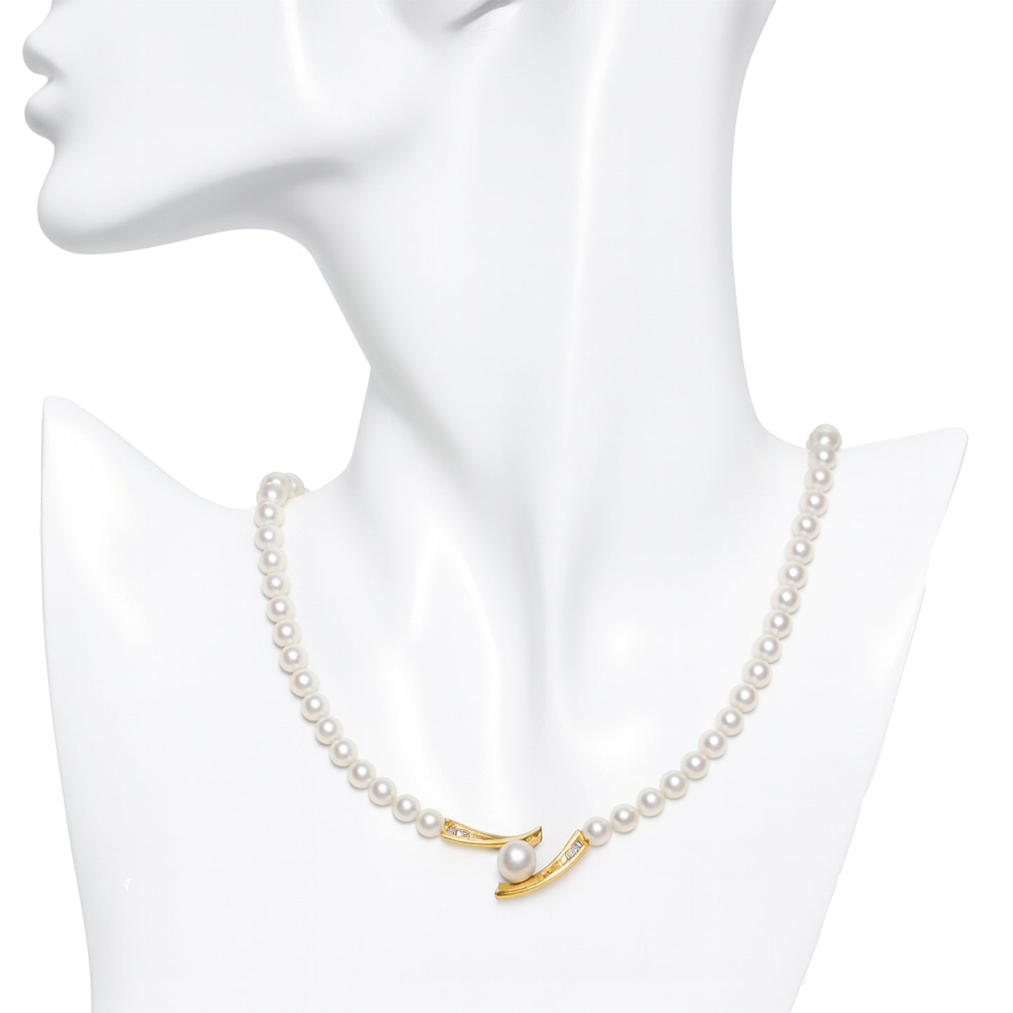 14k Freshwater Pearl Diamond Motif 0.08CT Necklace
