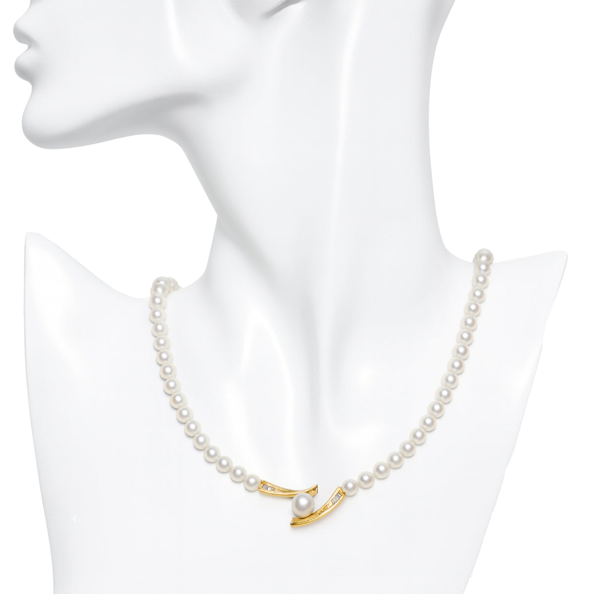14k Freshwater Pearl Diamond Motif 0.08CT Necklace