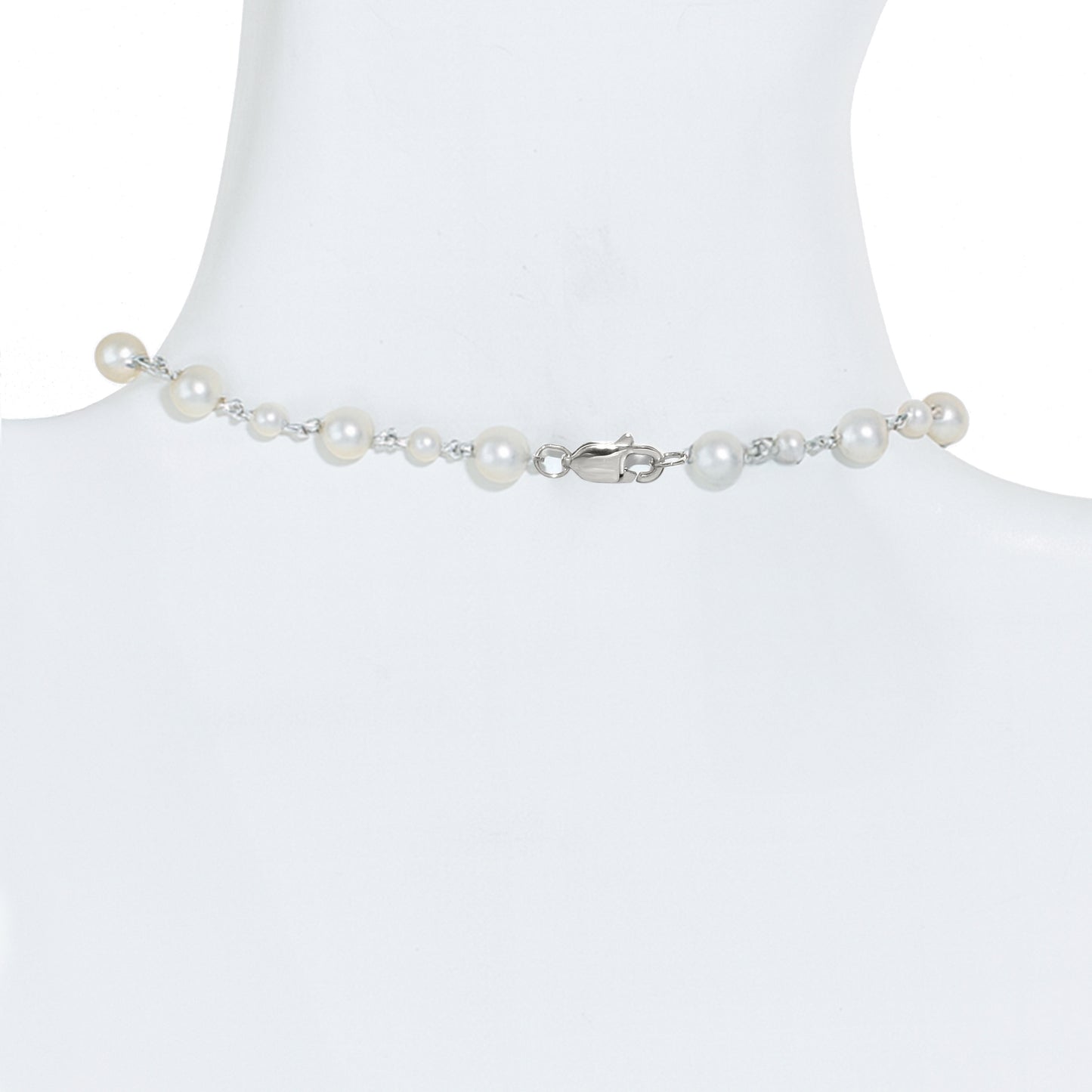 14k White Gold White Pearl Multi Gemstone Y Necklace