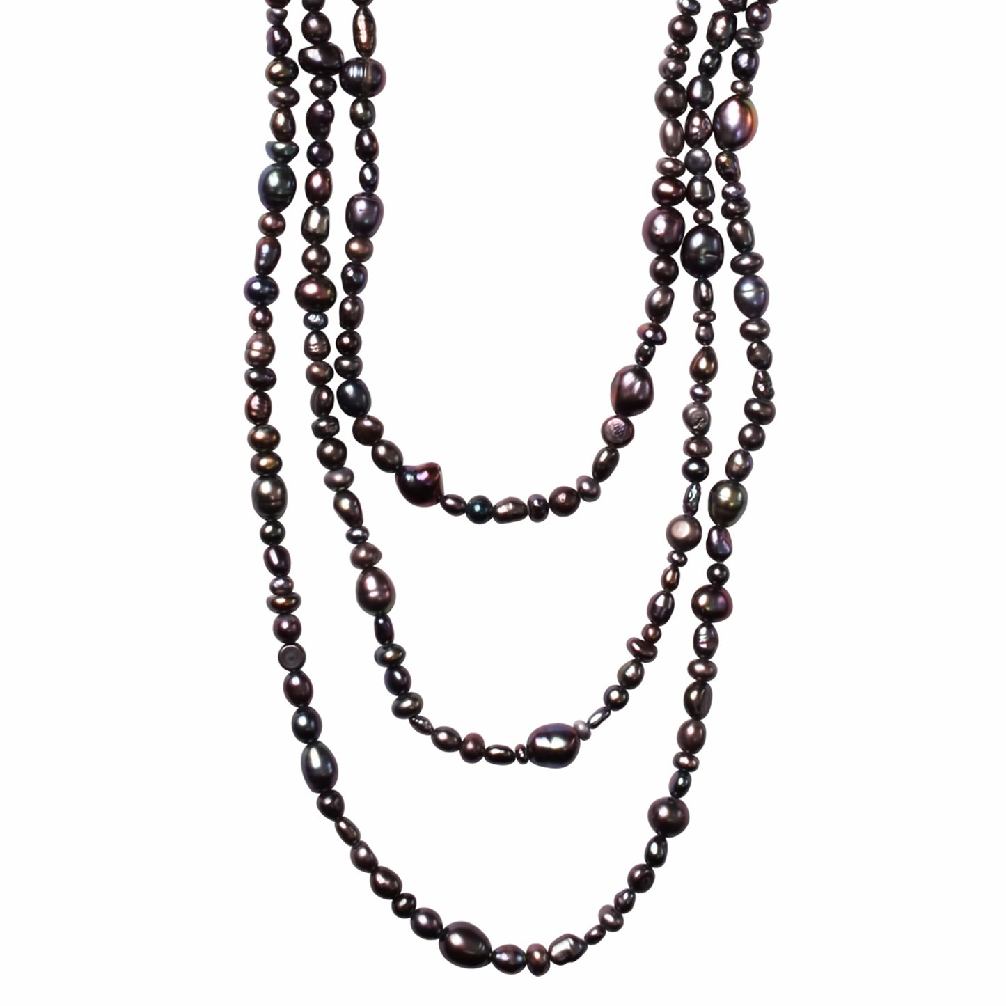 Misty Blue/Grey Freshwater Pearl Rope Necklace 72"